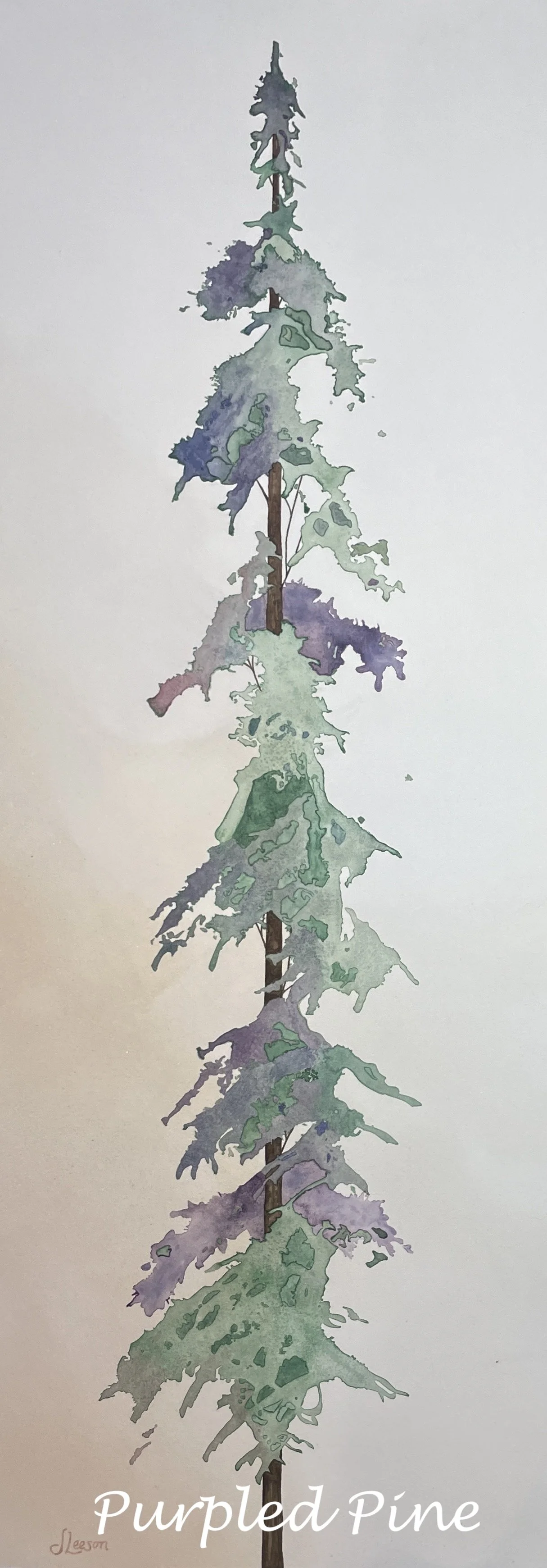 Purpled Pine, Watercolor 30x8
