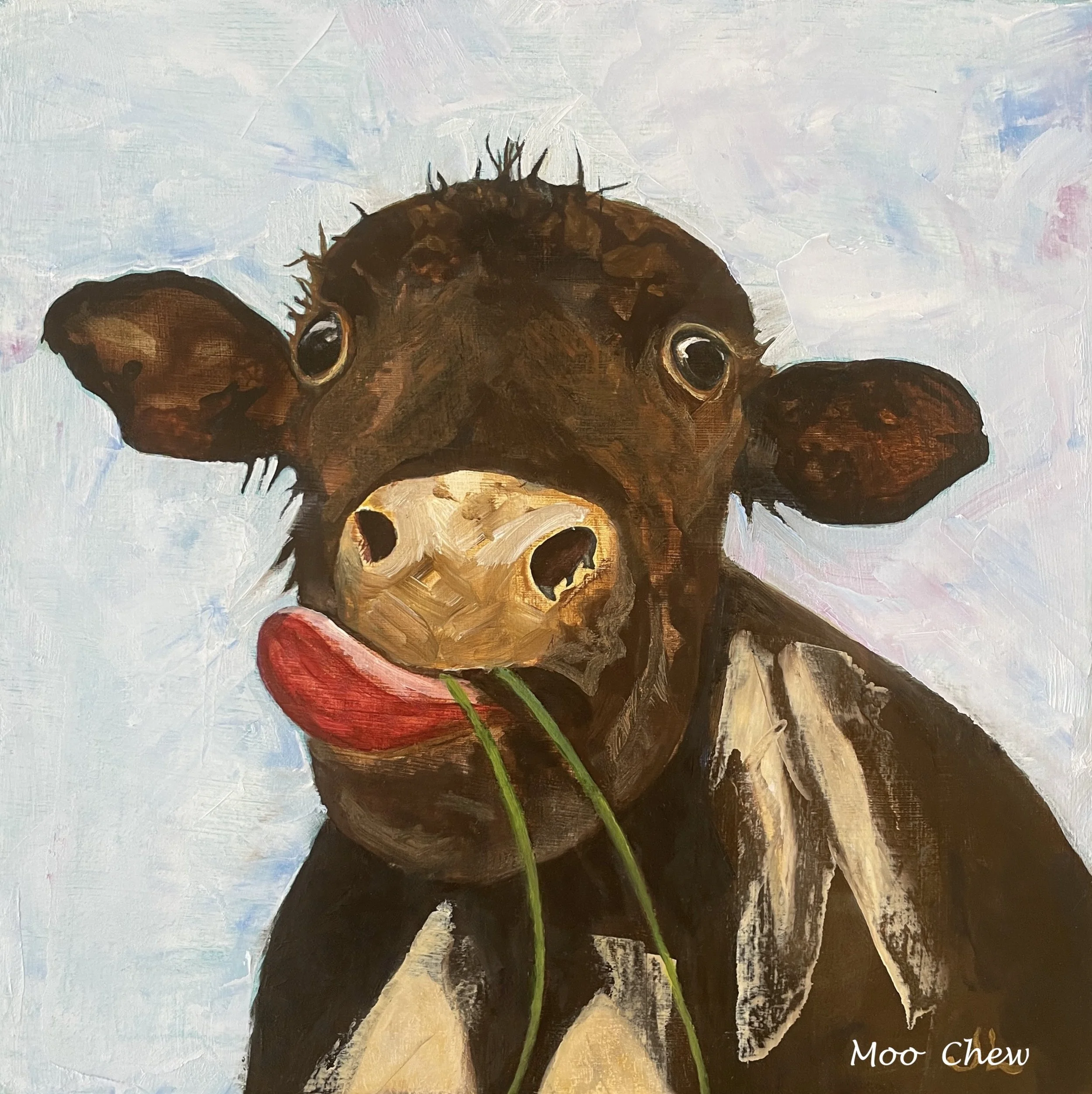 Moo Chew, Oil Painting, 7x7