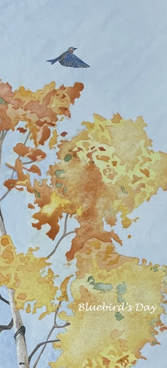 Bluebird's Day Cropped, Watercolor