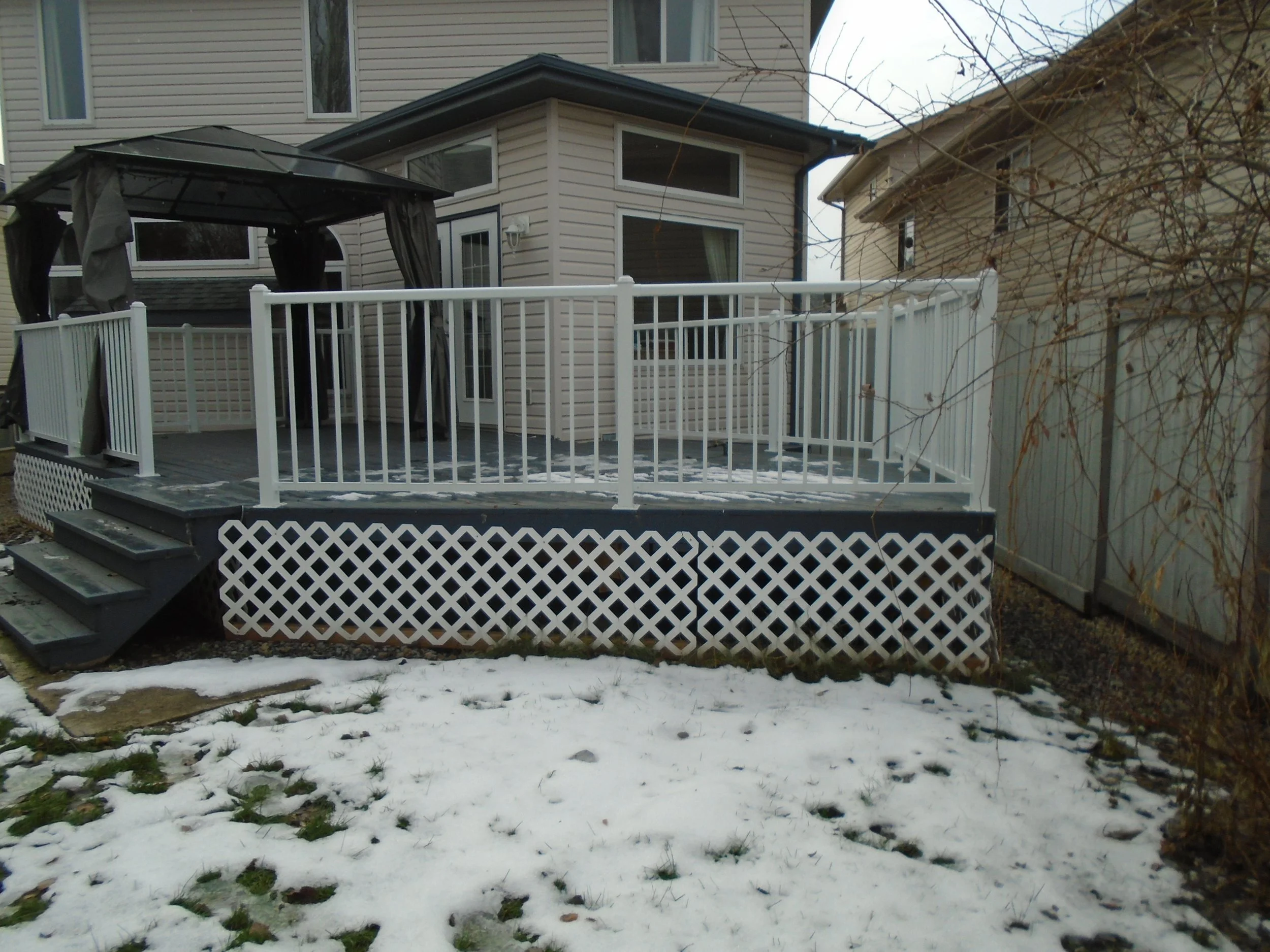 Rear wood deck and gazebo. 