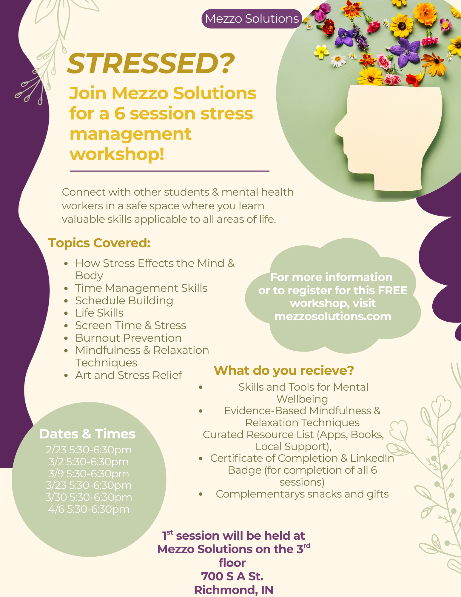 Stress Management Workshop Series: A Free 6-Session Experience