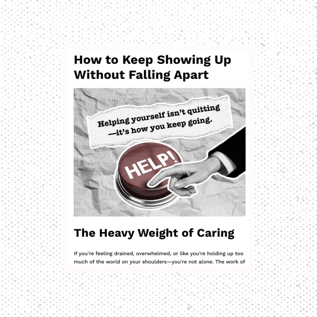 A magazine or booklet cover about preventing mental health challenges, featuring a bold headline, an image of a large help button being pressed, and text emphasizing perseverance and support.