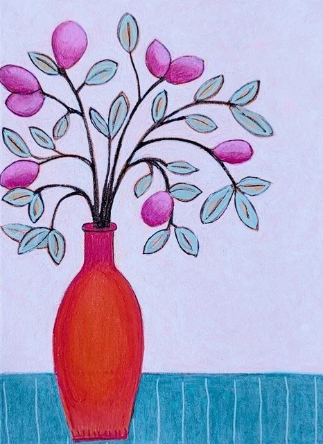 Spring Plums, 6" x 8" in an 11" x 14" frame