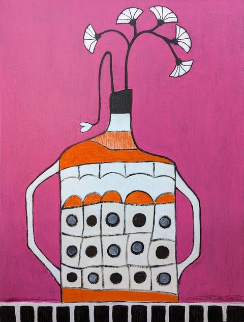 Fun Jug, Pink, 16"x 20" x 1.5", acrylic on wood cradle board