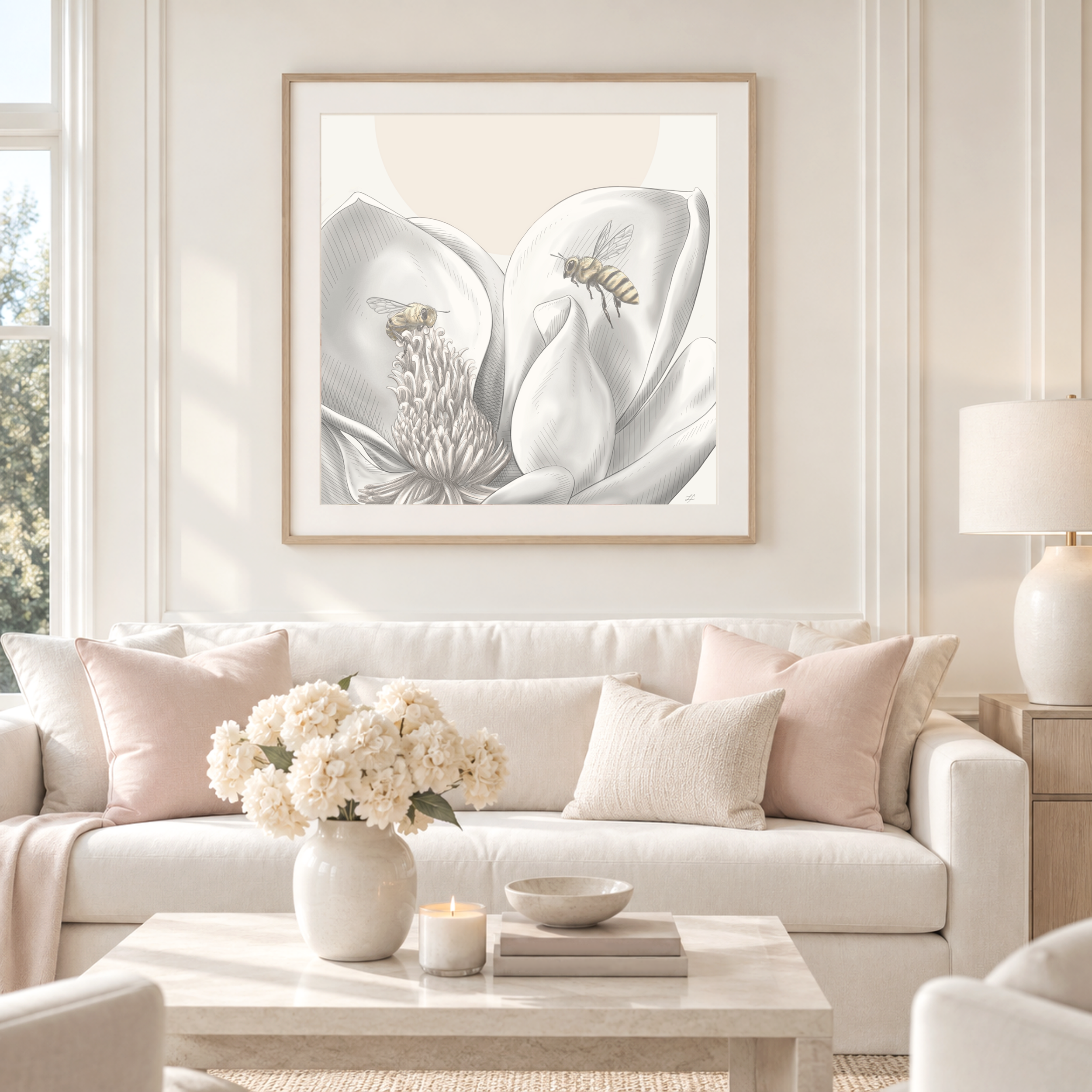 Sweet Magnolia Bees | Classic Illustration