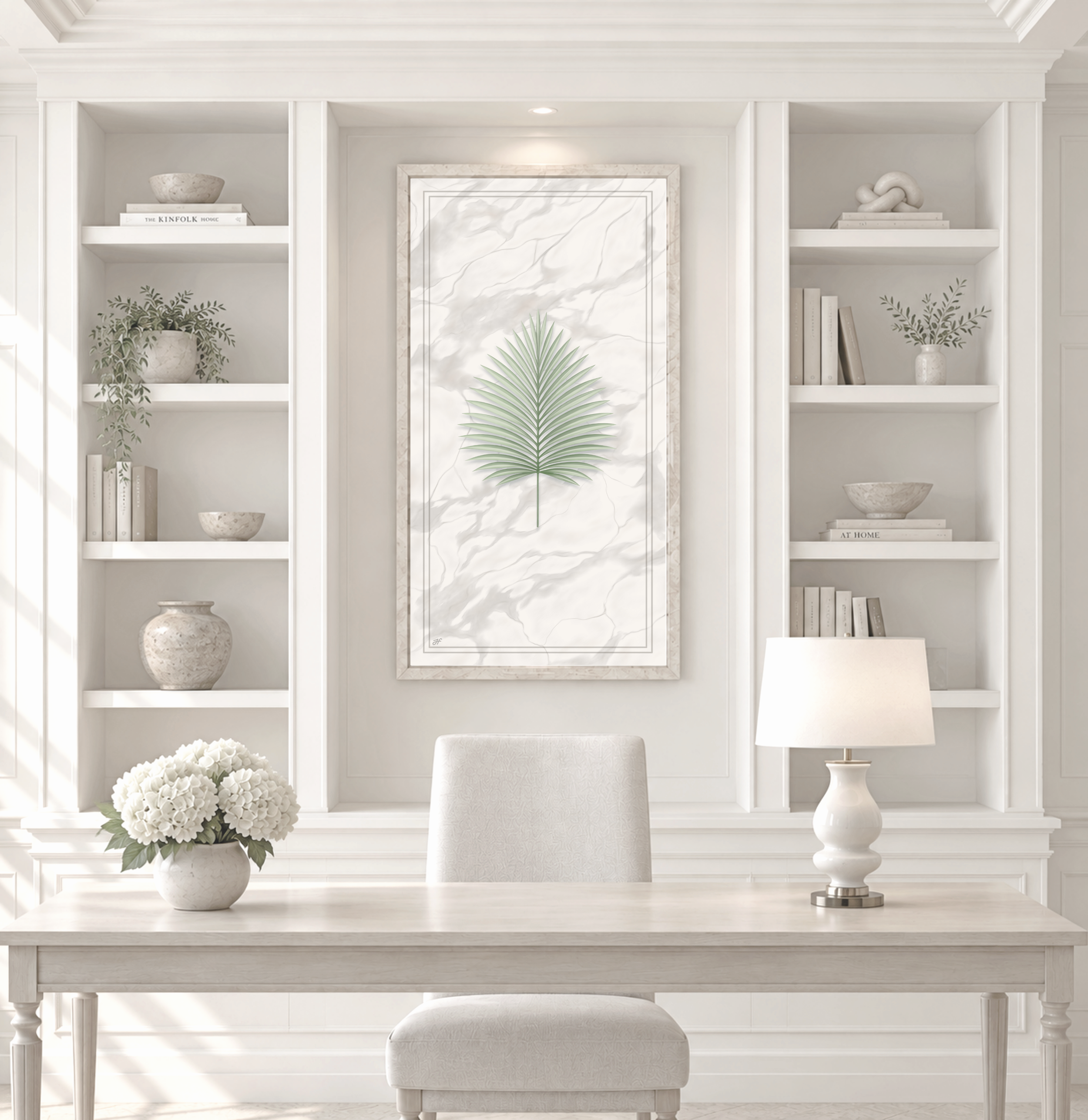 Palm on Carrara Marble | Refined Painting