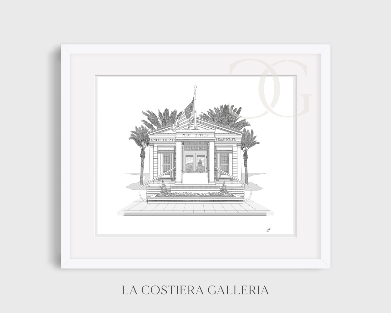 Framed_Seaside_Post_Office_B&W-LaCostieraGalleria.png