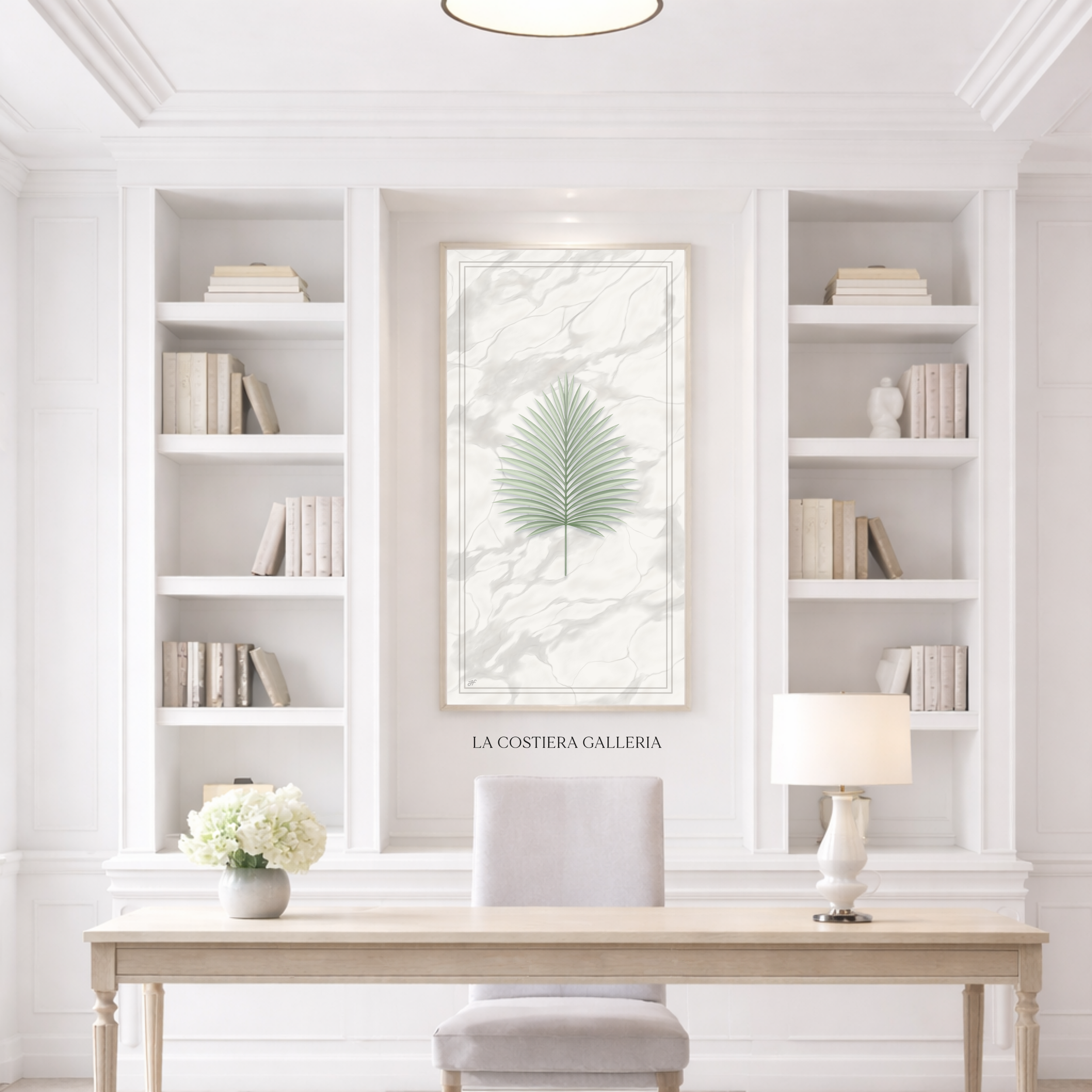 Palm on Carrara Marble | Refined Painting