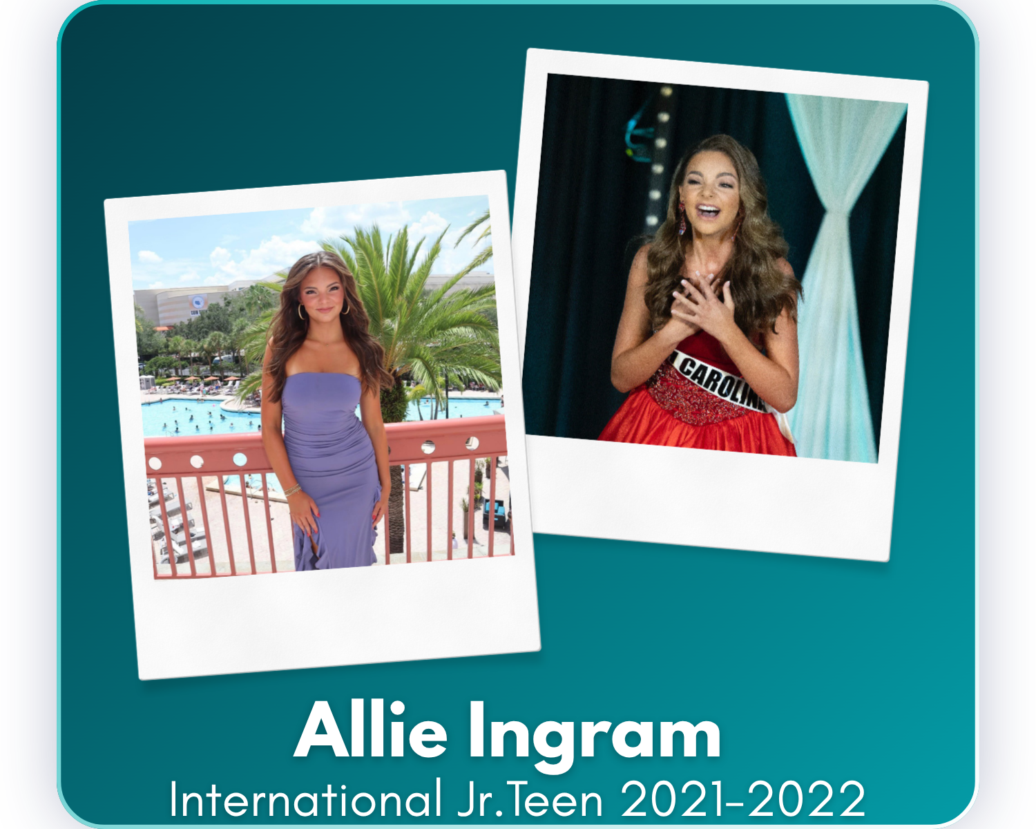 Since her reign as IUM Jr. Teen 2021, Allie has pursued her dream career by studying Public Relations at the University of Tennessee with aspirations of becoming a sports attorney. Along the way, she has embraced college life through leadership, sist