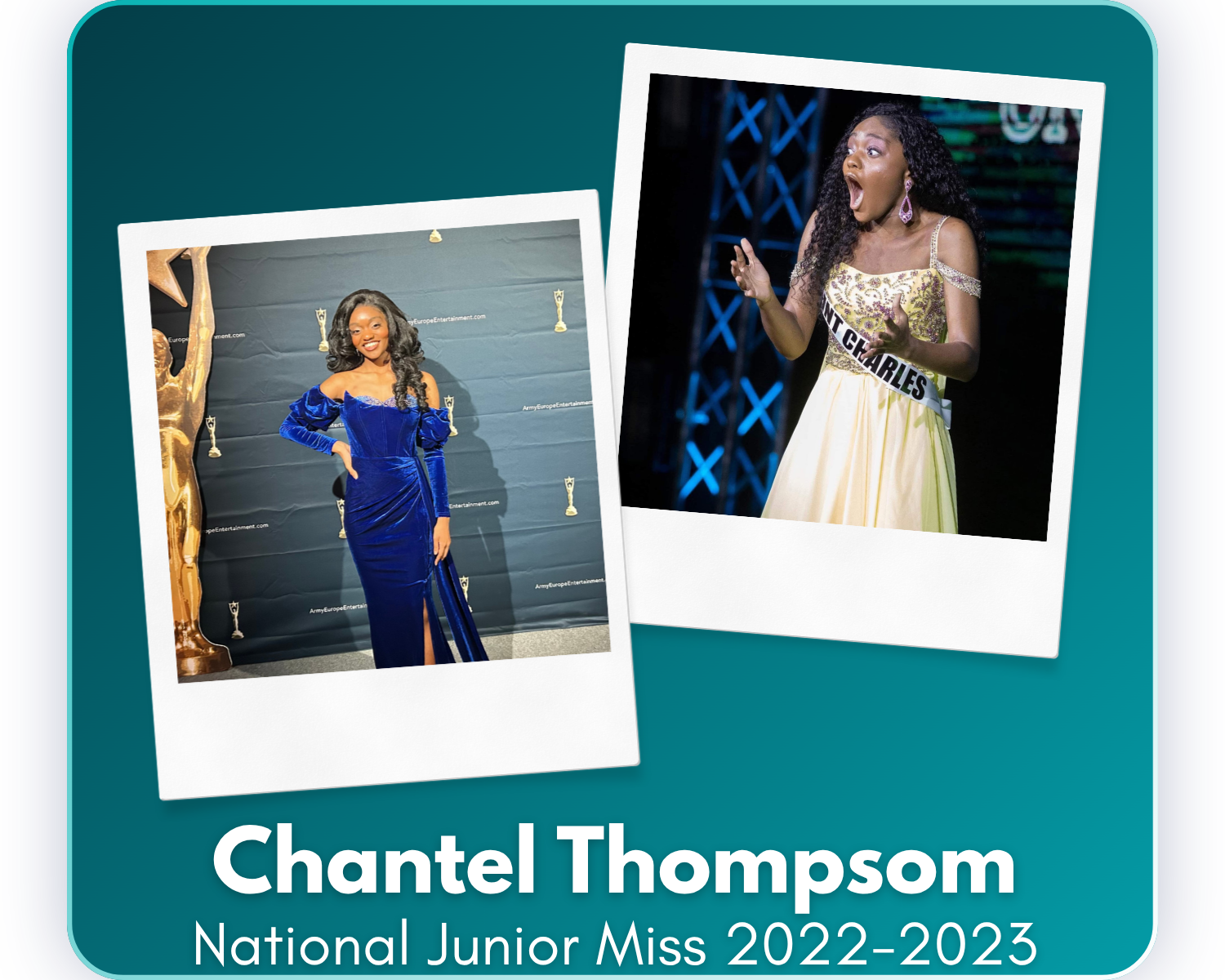 Since her reign, Chantel has traveled more than 12,000 miles worldwide, relocated to Germany, graduated high school, and was selected to perform at her own commencement ceremony. She has since starred in multiple international and European theatrical