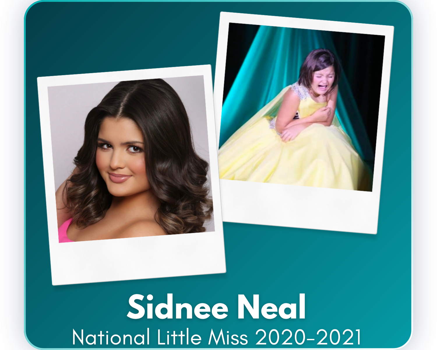 Since her reign as Little Miss 2019–2020, Sidnee has become an honors student, earned acceptance into cosmetology school as a freshman, performed at Walt Disney World, and serves as the youngest vice president in her school's history through Interact