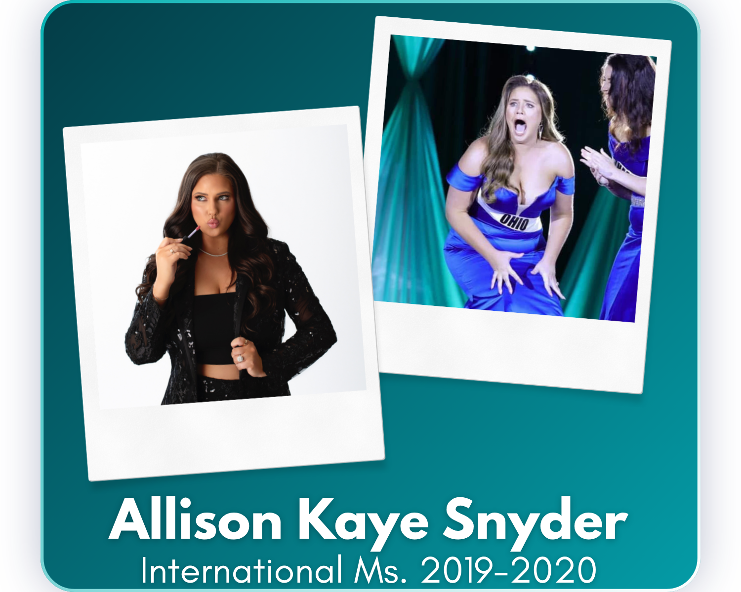 Since her reign as International United Miss Ms. 2019, Allison has built a nationally recognized career as a celebrity makeup artist and content creator, working with clients including Simone Biles, Ilona Maher, and Sports Illustrated Swimsuit models
