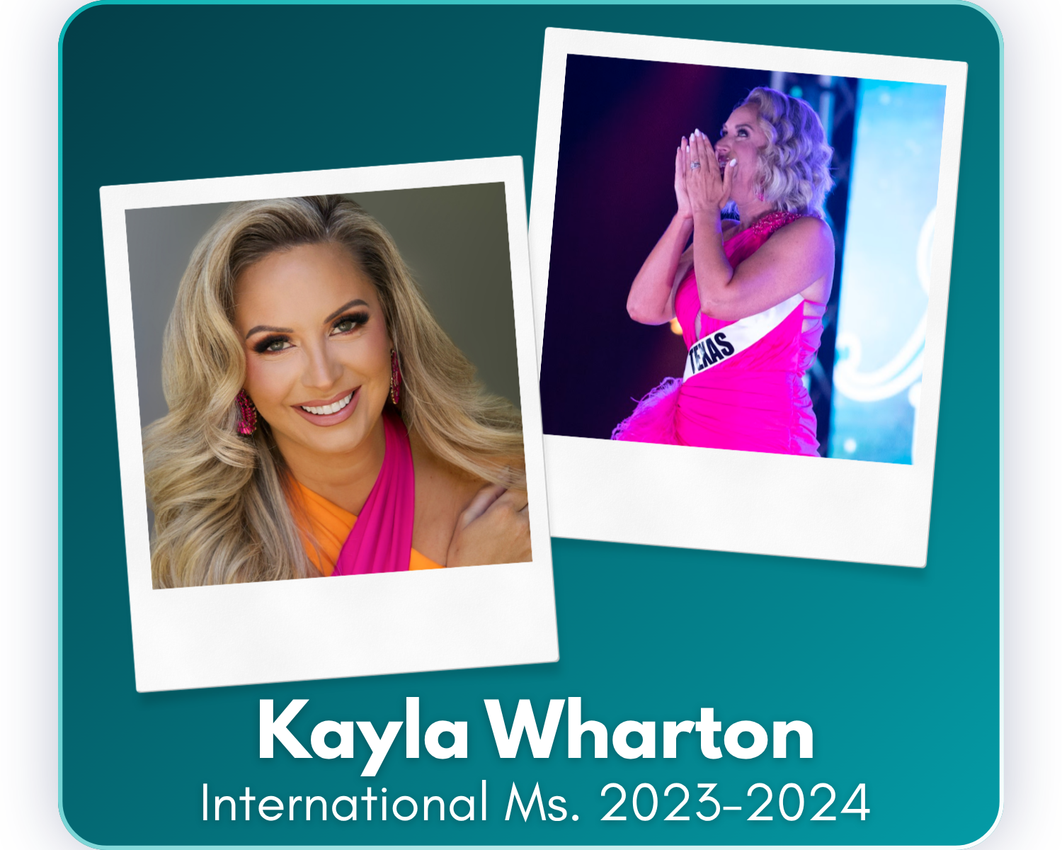 Since her reign as International United Ms. 2023–2024, Kayla has continued using her platform, Perfectly Pink, to advocate for breast cancer awareness and early detection as a seven-year survivor. She also owns Capture the Crown LLC and remains dedic