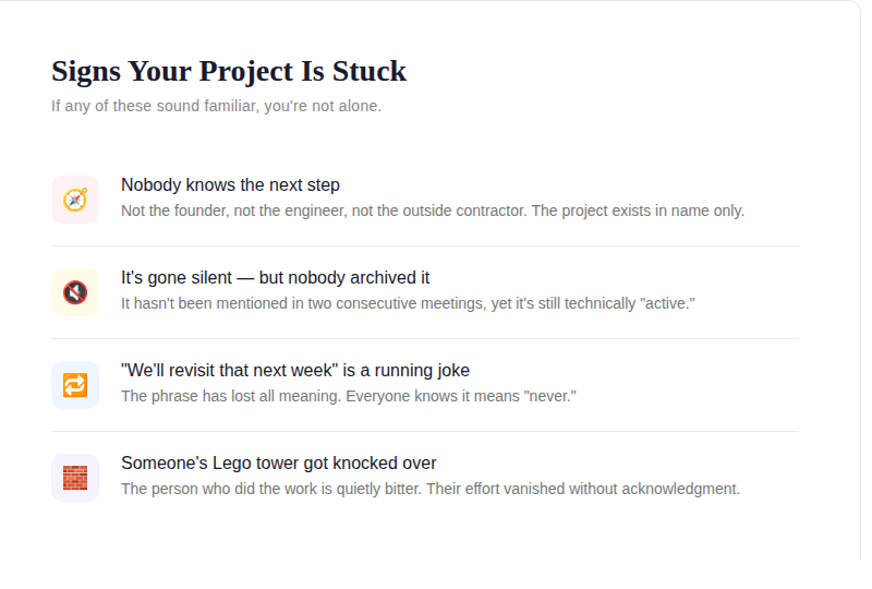Why Every Startup Has a Project That's Been Stuck for Months- How to get it Back on Track.