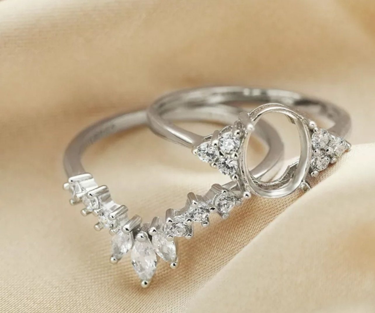 $100- stackable ring set, available in white gold (sterling silver)