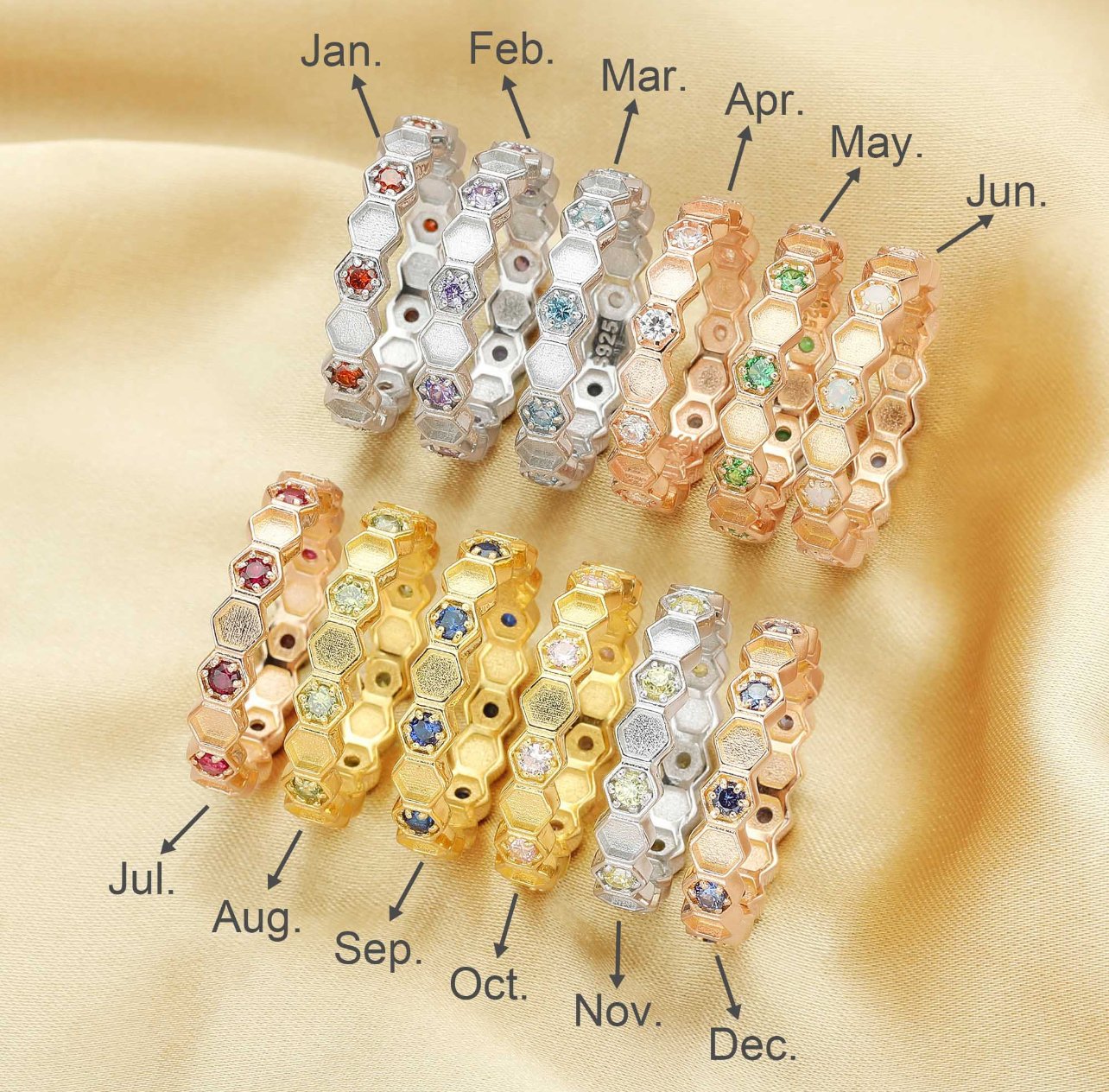 $80 - available in sterling silver, rose gold and yellow gold.
(this ring comes with the option for you to customize the birthstone!)