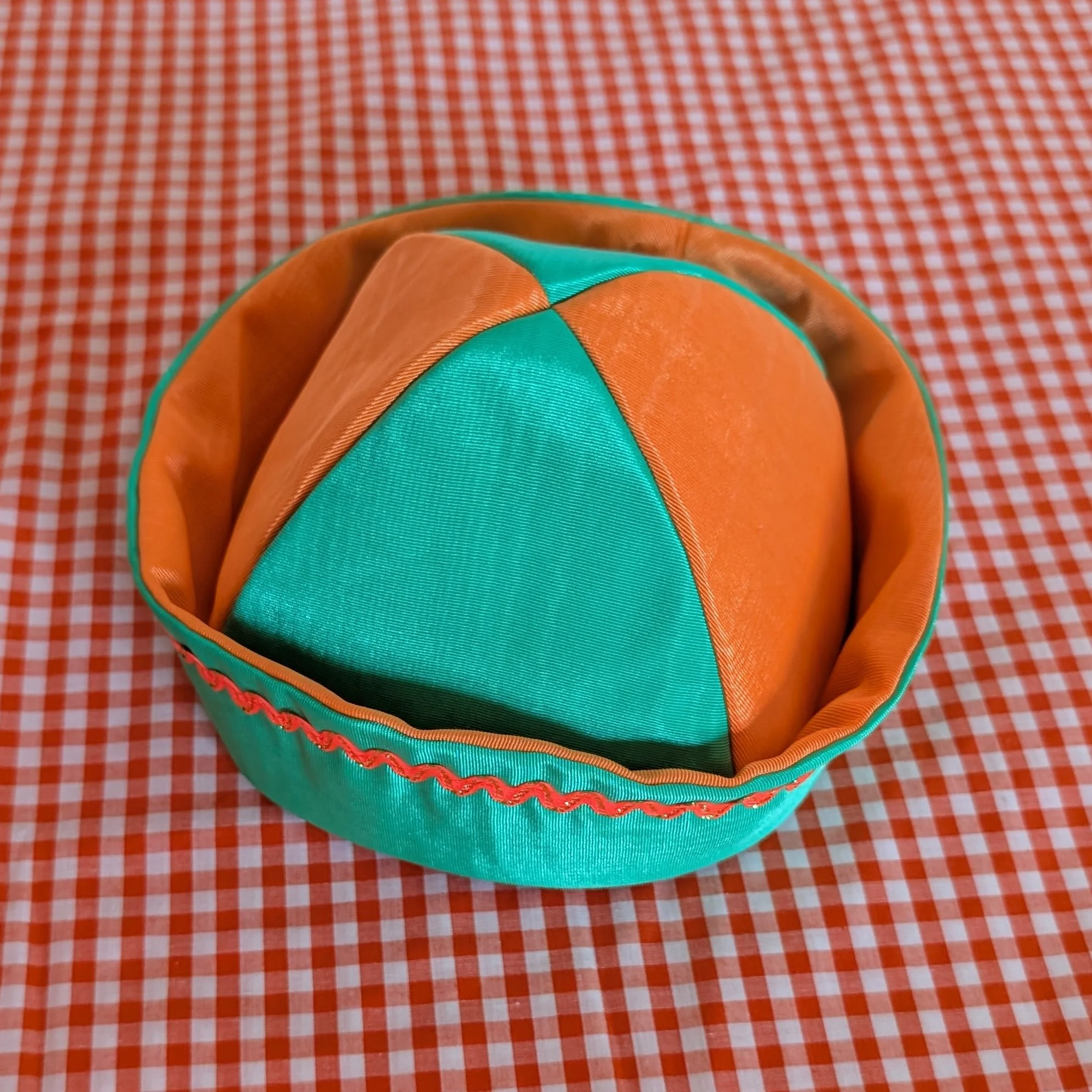 Bright Green & Orange Moiré Sailor Hat