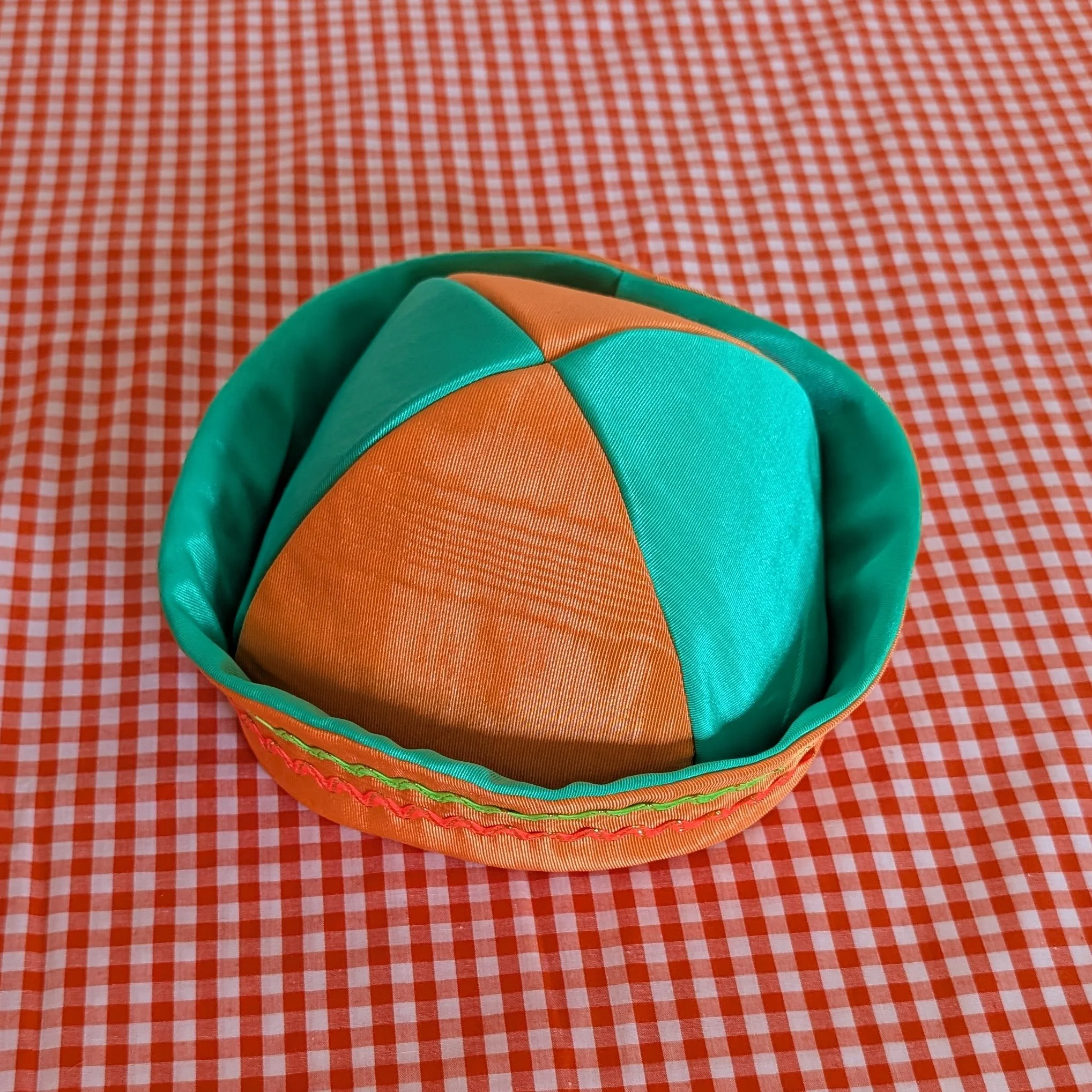Bright Orange & Green Moiré Sailor Hat