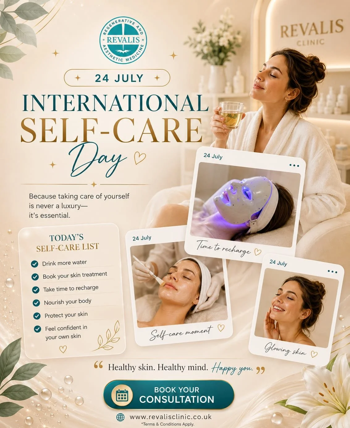 Taking care of yourself isn&rsquo;t a luxuryit&rsquo;s essential! ✨

Happy International Self-Care Day from all of us at Revalis Clinic! Today is a gentle reminder to slow down, hydrate, and give your skin the love it deserves.

Dr Natalia Perez and 