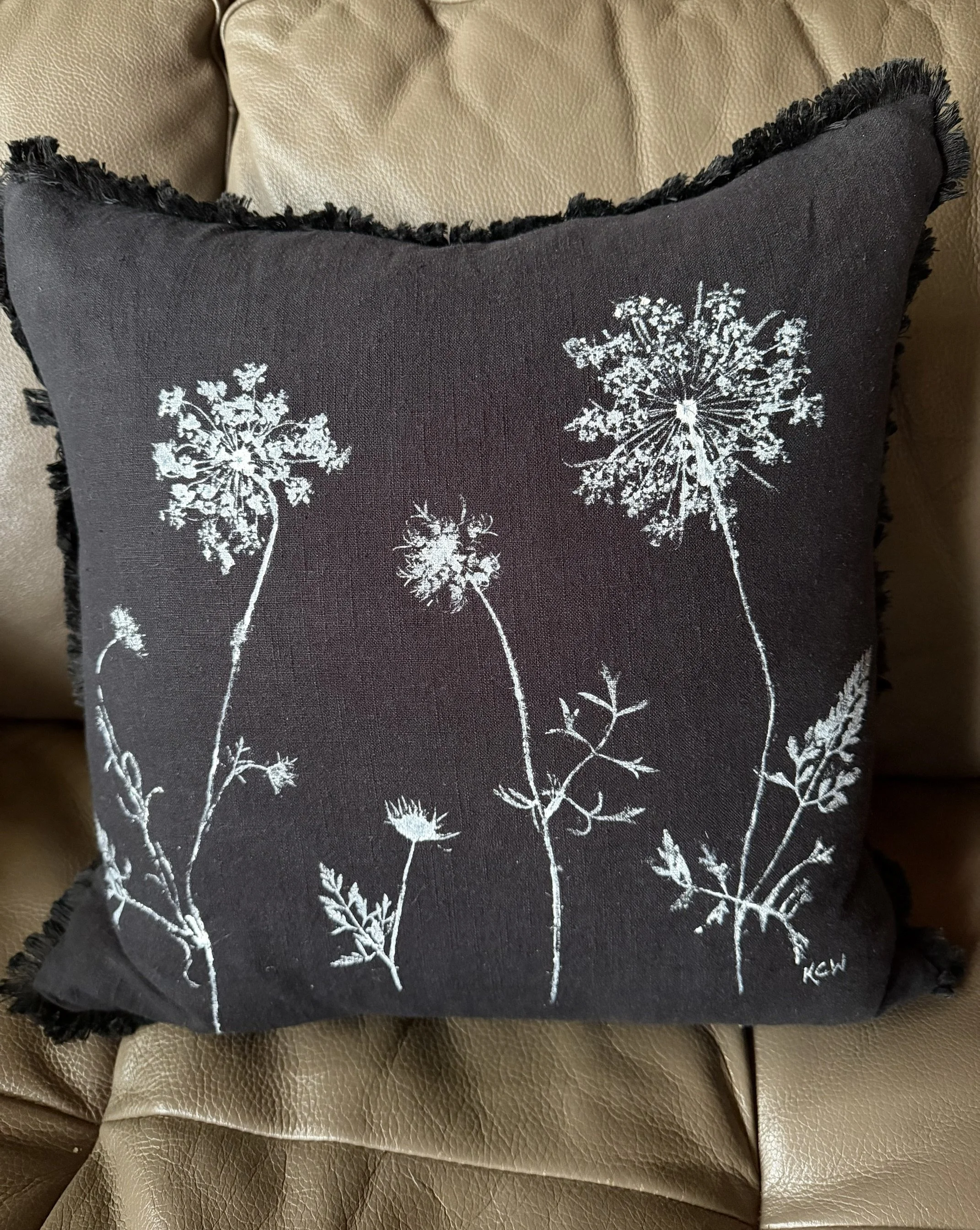 Botanical Hand Painted Custom Pillow #998 Queen Anne's Lace