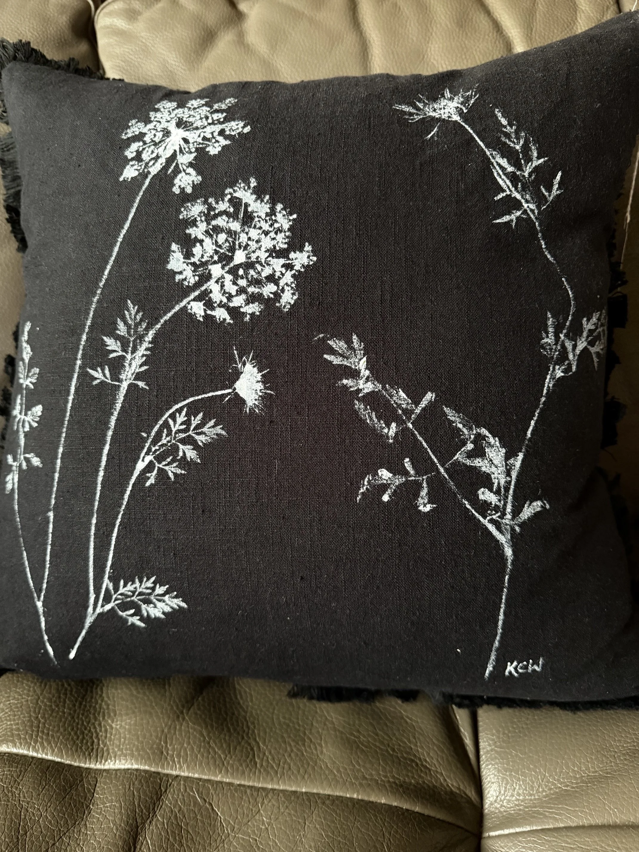 Botanical Hand painted Custom Pillow #999 Queen Anne's Lace
