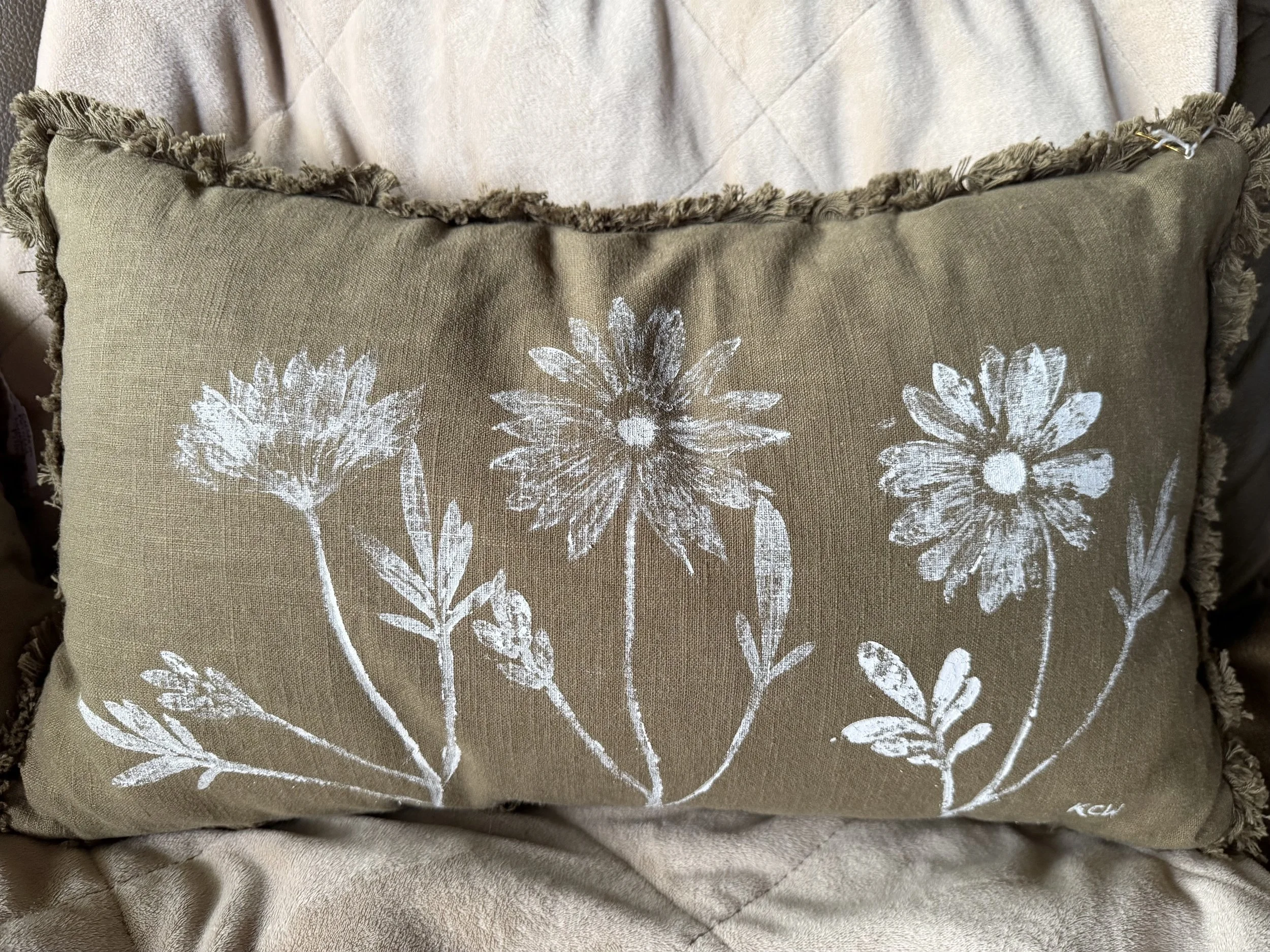 Botanical Hand Painted Pillow #963 Treasure Flower Collection