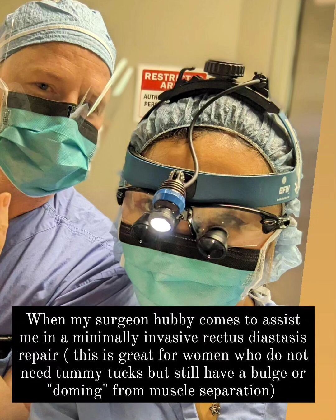 Minimally invasive rectus diastasis repair with the best assist - a general surgeon who specializes in endoscopic and minimally invasive surgery, who also happens to be my hubby 😊

#bestteamever