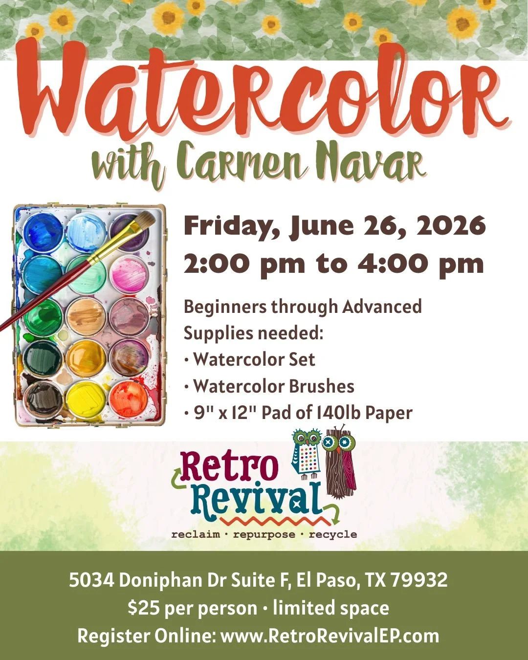 Watercolor Class with Carmen Navar - June