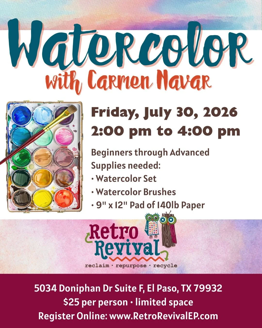 Watercolor Class with Carmen Navar - July
