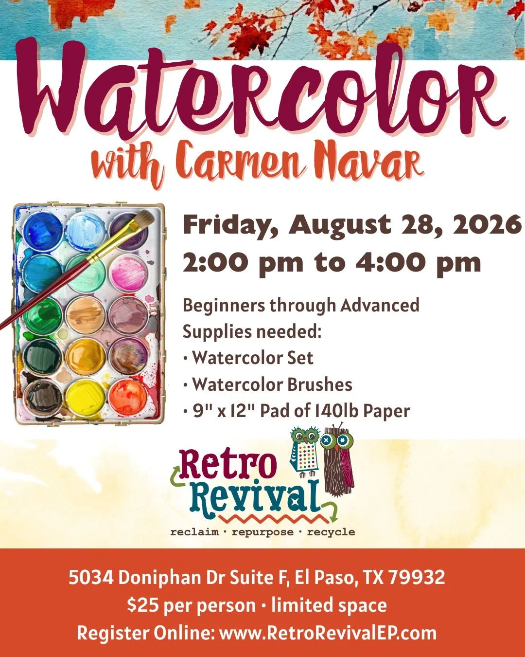 Watercolor Class with Carmen Navar - August