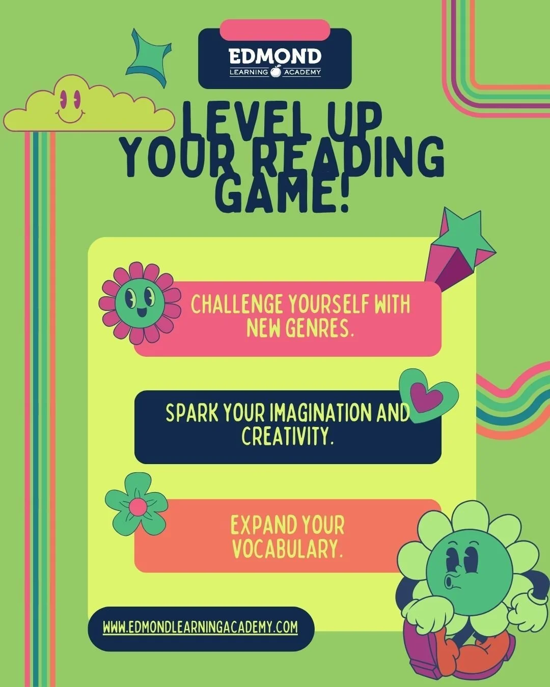 Ready to level up your reading game? 📚✨ Try new genres, grow your vocabulary, and discover just how fun learning can be. Every page is a step toward stronger skills and bigger confidence! 🚀