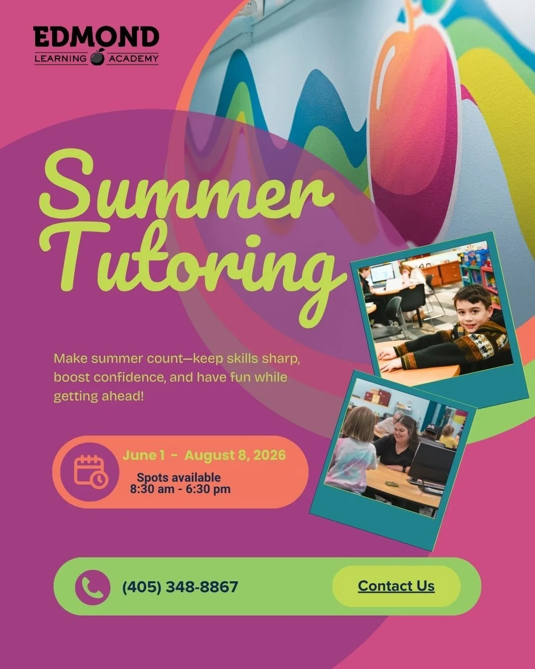 Make this summer count! ☀️📚 Don&rsquo;t let progress pause - keep those skills sharp and confidence growing! Our summer classes are the perfect way to stay on track (and even get ahead). Contact us for more info. ✨