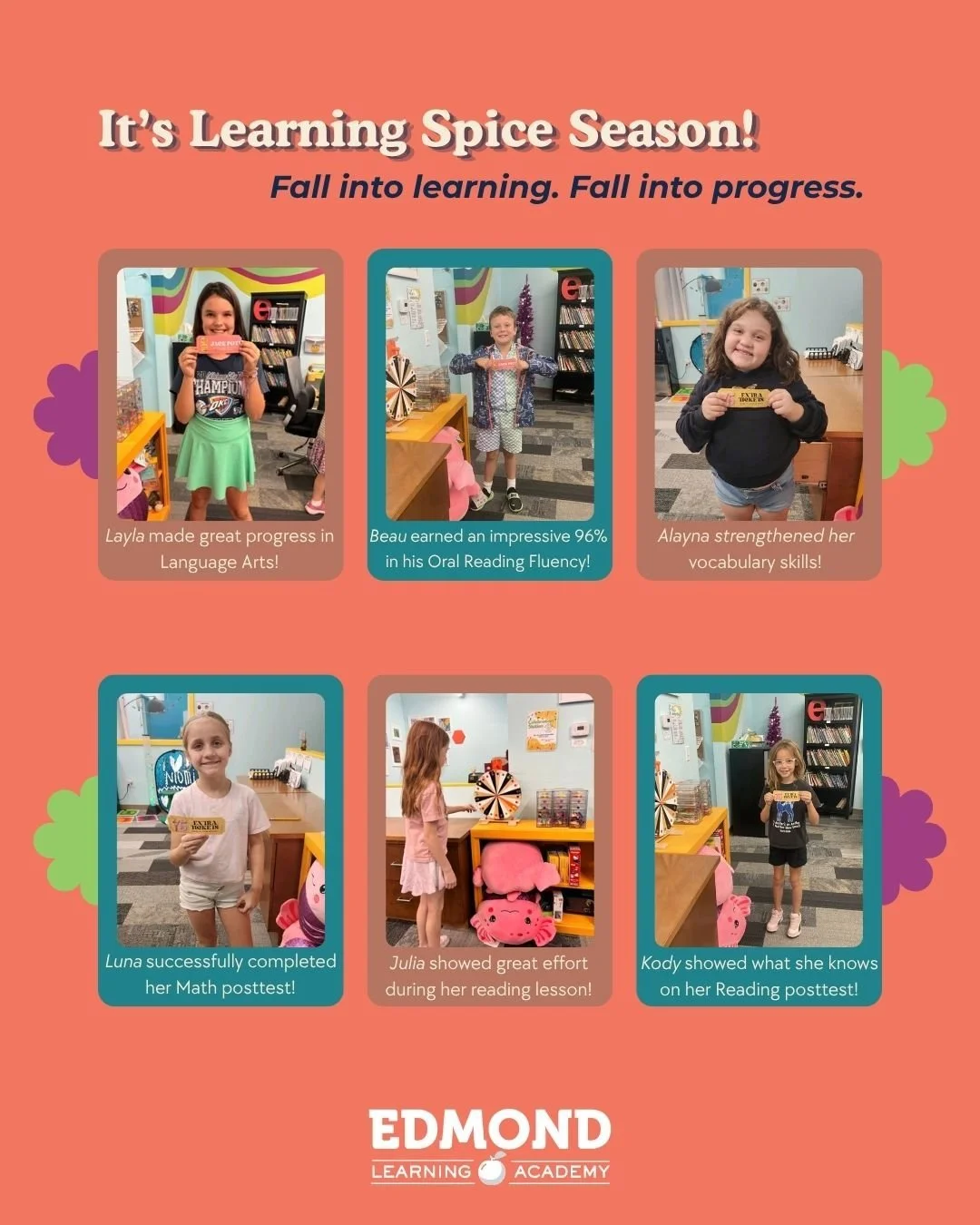 🎃🍂 It&rsquo;s learning spice season! 🍂☕

We&rsquo;re only a few weeks into our fall tutoring sessions, and our students are already bringing the pumpkin spice energy! ✨ From stronger reading skills to new math wins, better vocabulary, and big &ldq