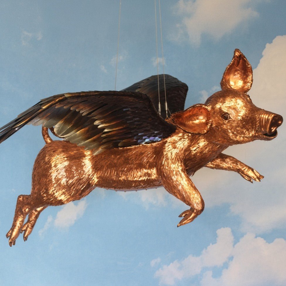 Skypig handmade copper sculpture right side closer.jpg