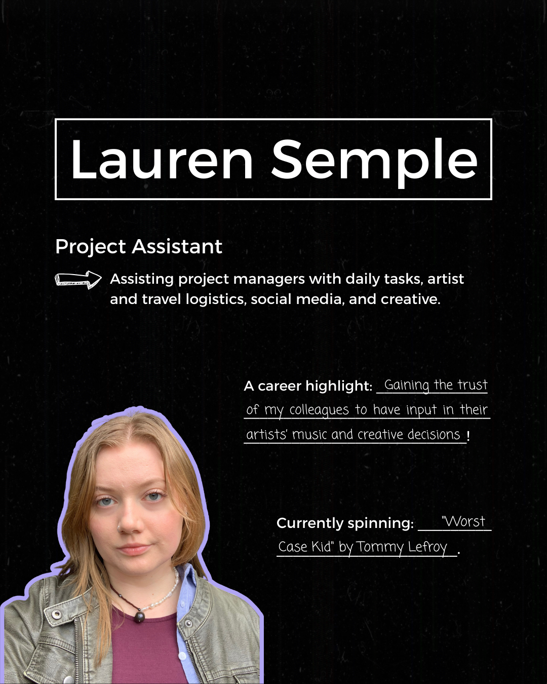 Lauren Semple, Project Assistant at Macklam Feldman Management