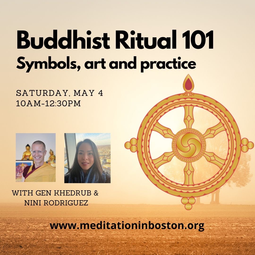 This Saturday - Buddhist Ritual 101: Symbols, art and practice with Gen Khedrub and Nini Rodriguez. 

Curious about what is in the shrine? Ever wondered about how to use a mala, or what mantras are all about? This dynamic workshop with Gen Khedrub wi