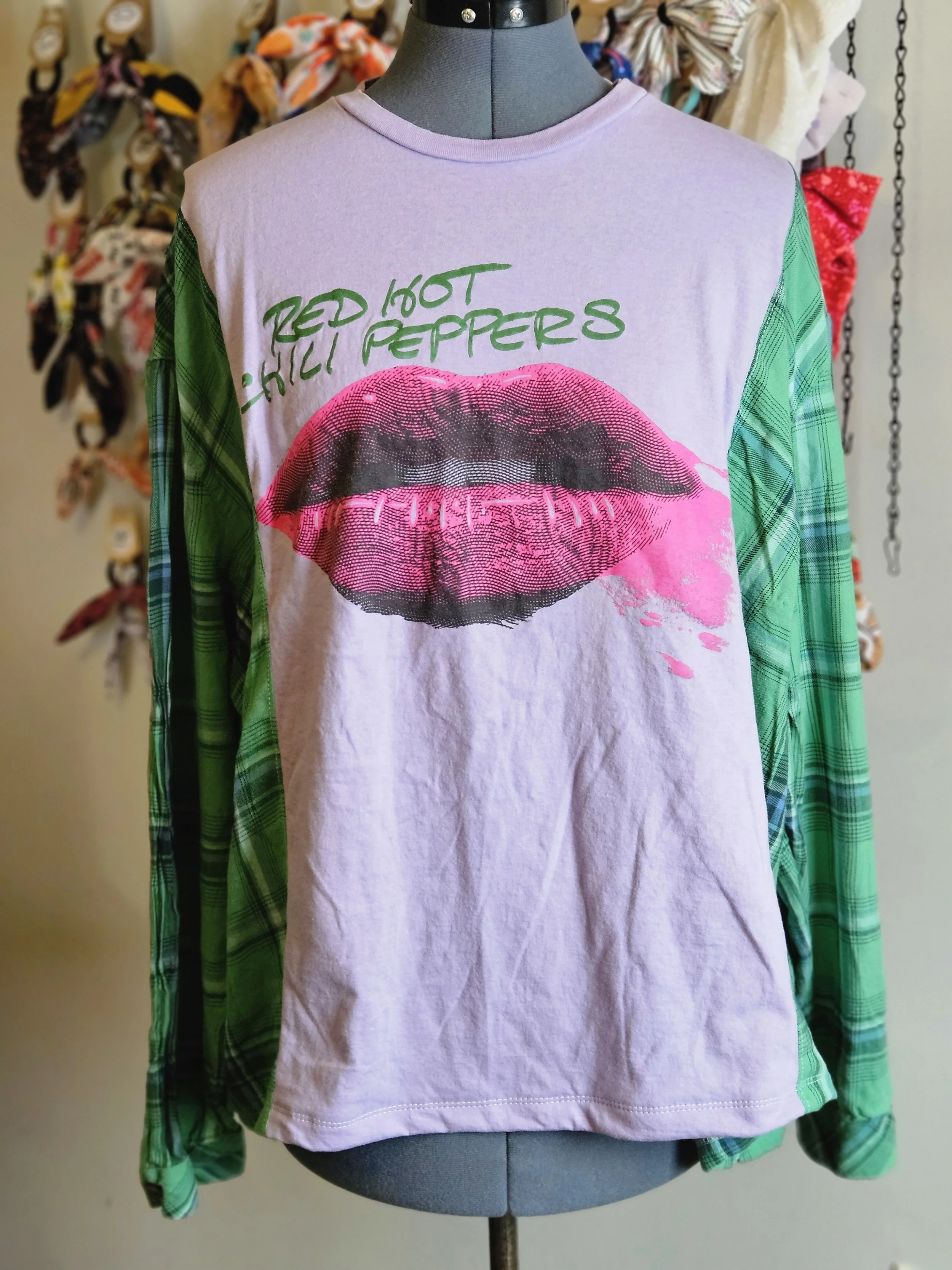 Red Hot Chili Peppers Flowy Flannel T-shirt Hybrid Upcycle