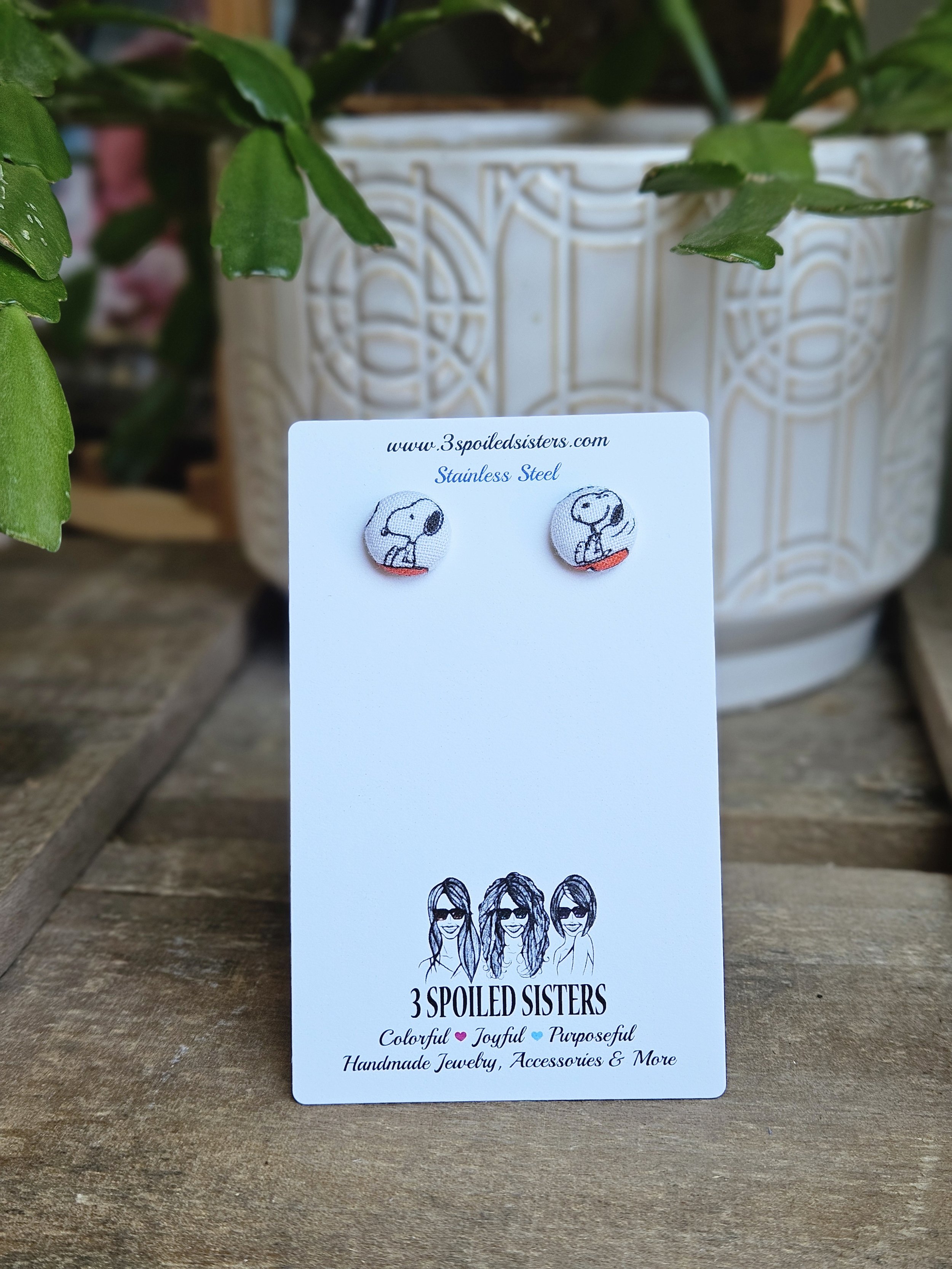Fabric Button Stud Earrings