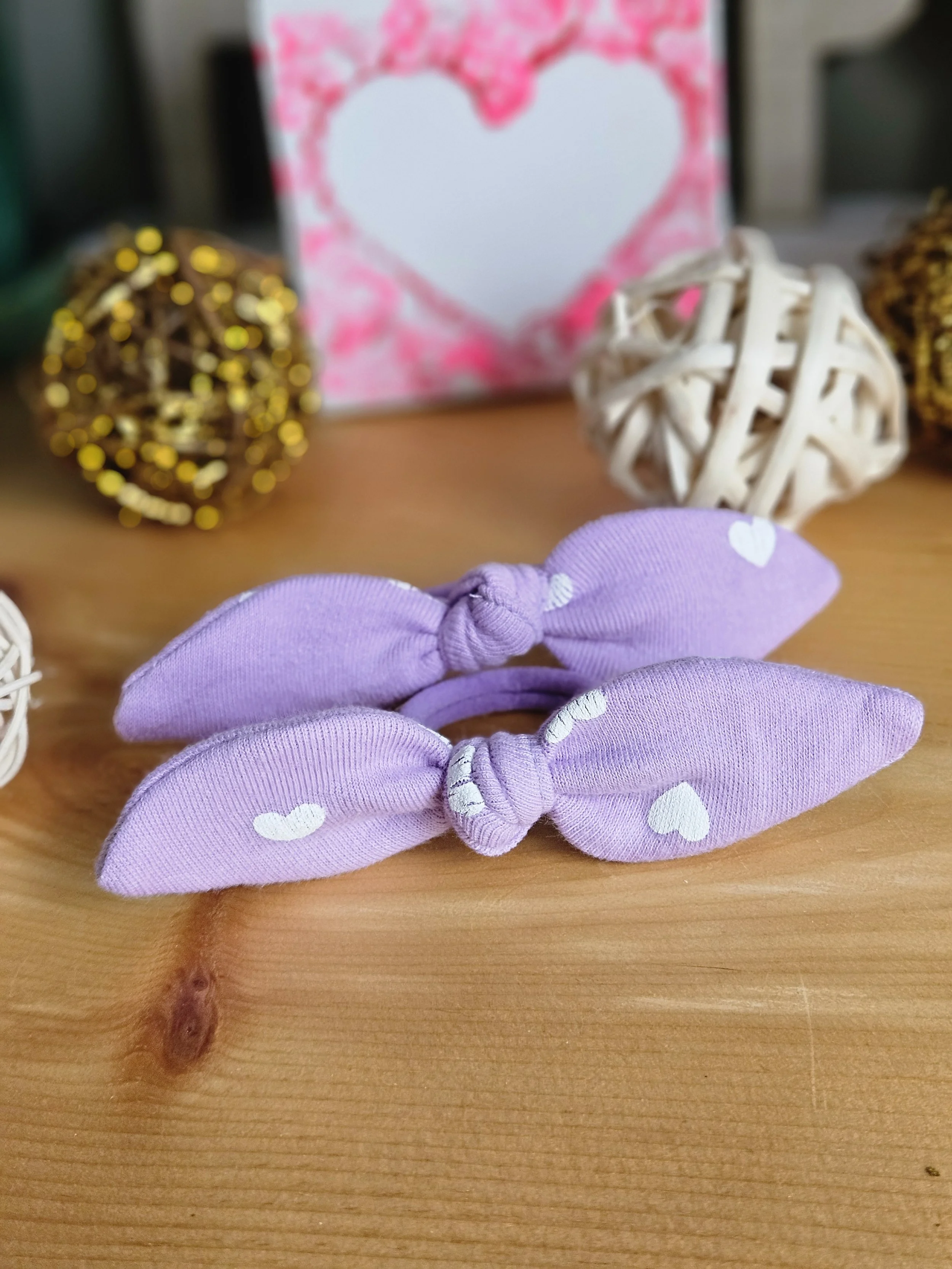 purple hearts Bow set