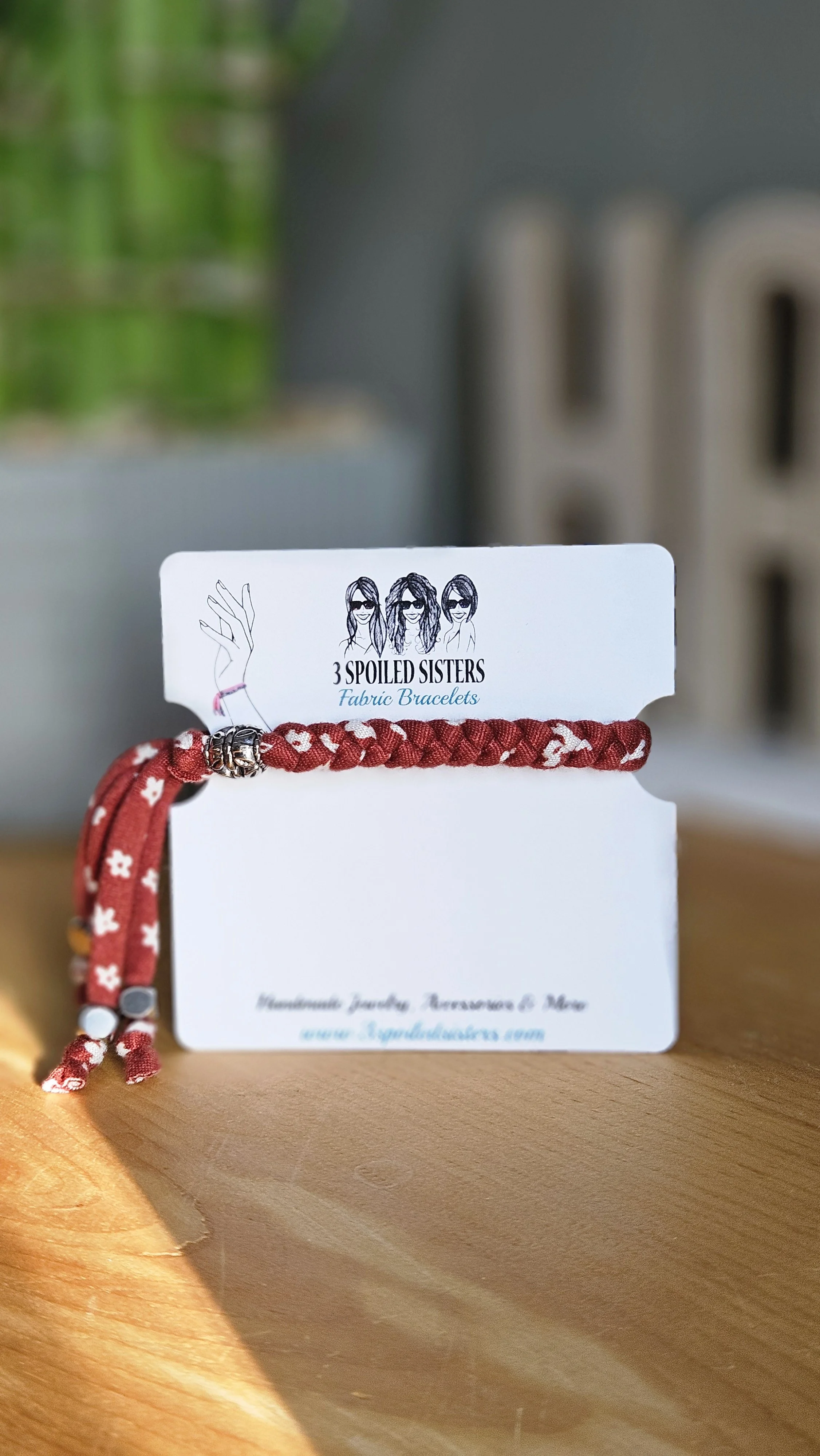 Ditsy Floral on Rustic Brown Fabric Bracelet