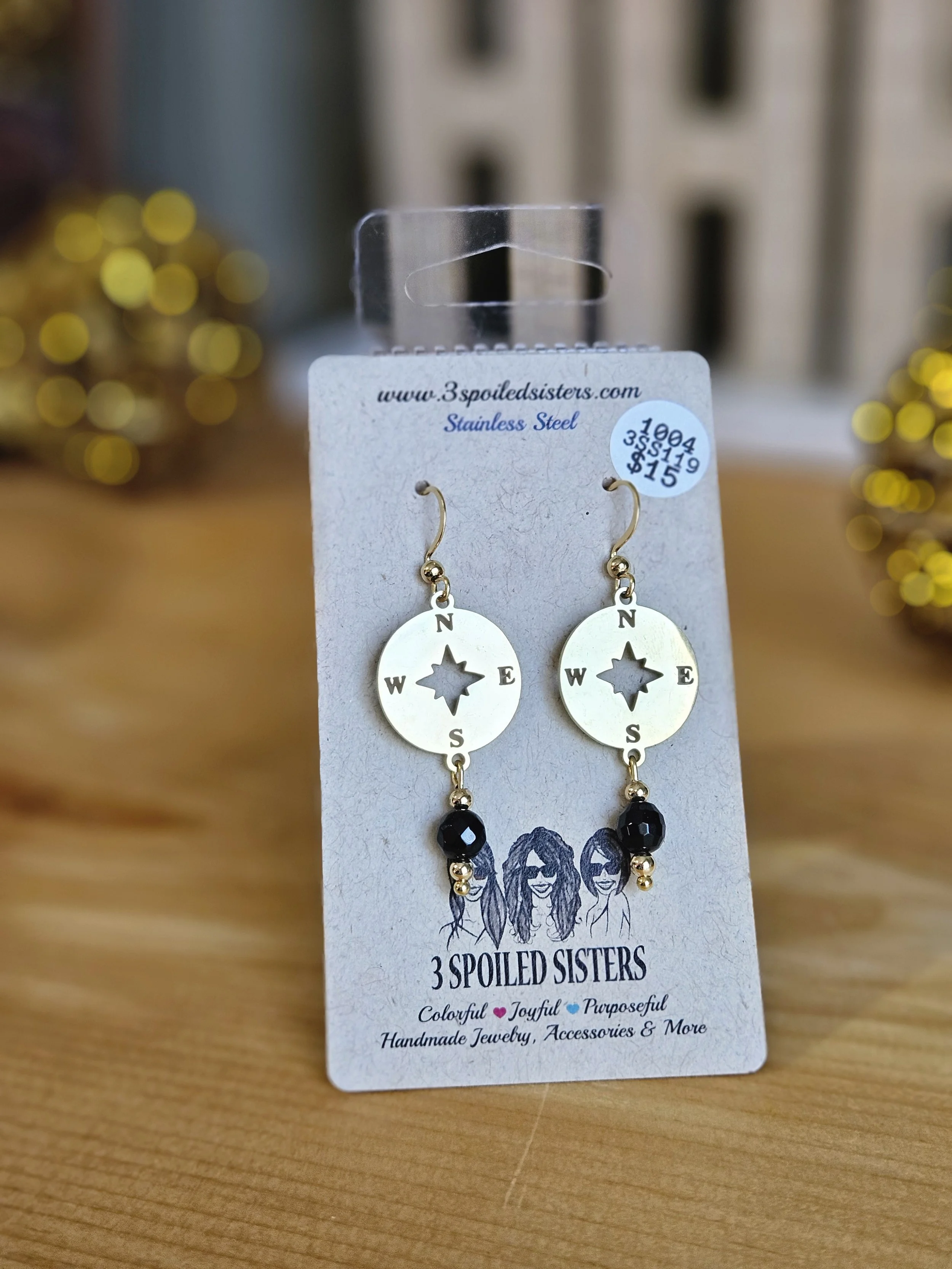 Gold Compass Earrings