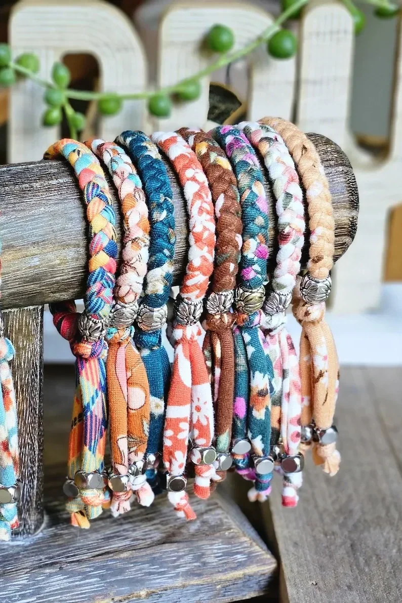 Fall Vibes Adjustable Fabric Bracelet Collection #2 ( 16 colors to choose from!)