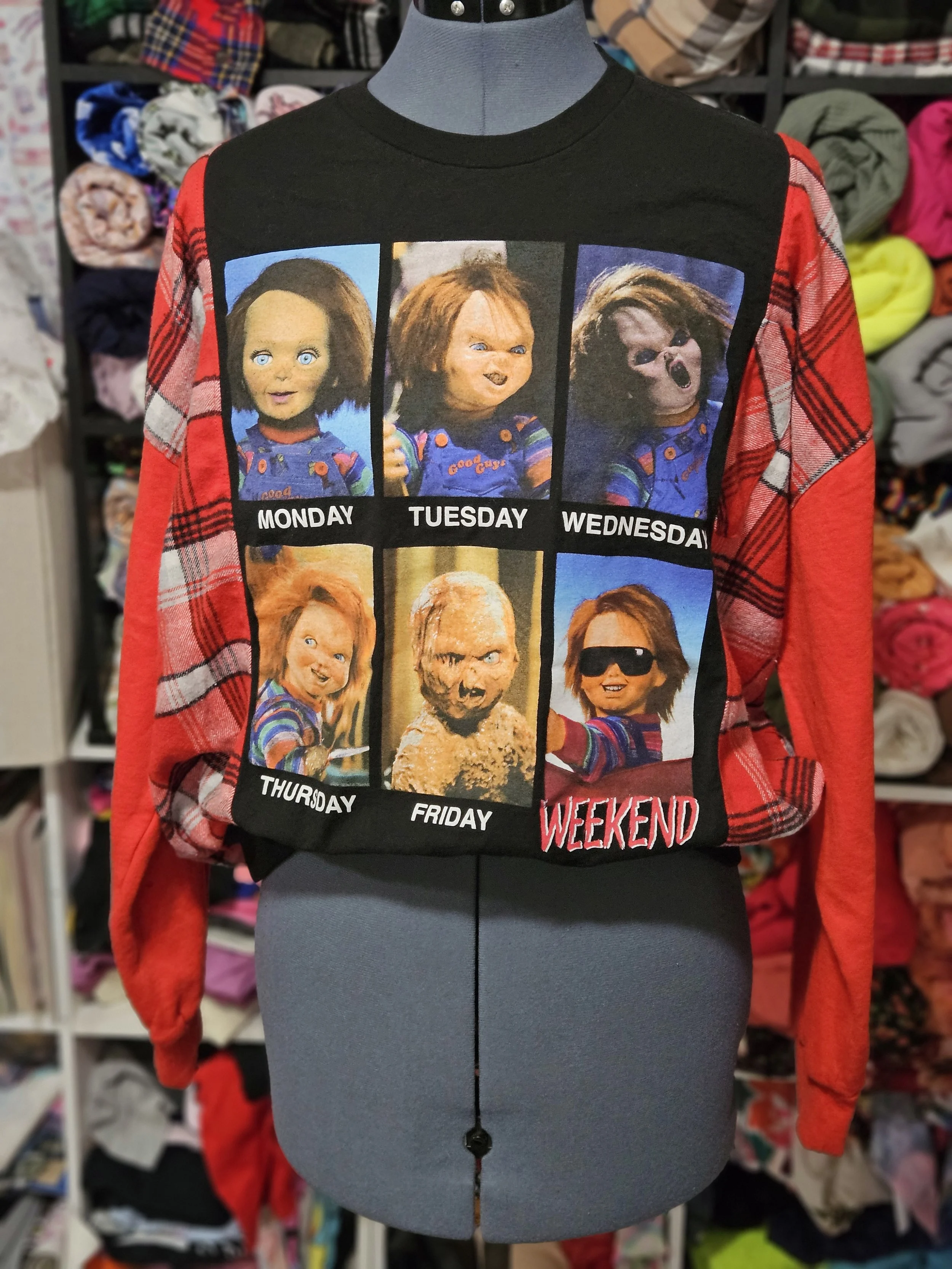 Chucky Shirt /Flannel Hybrid upcycle