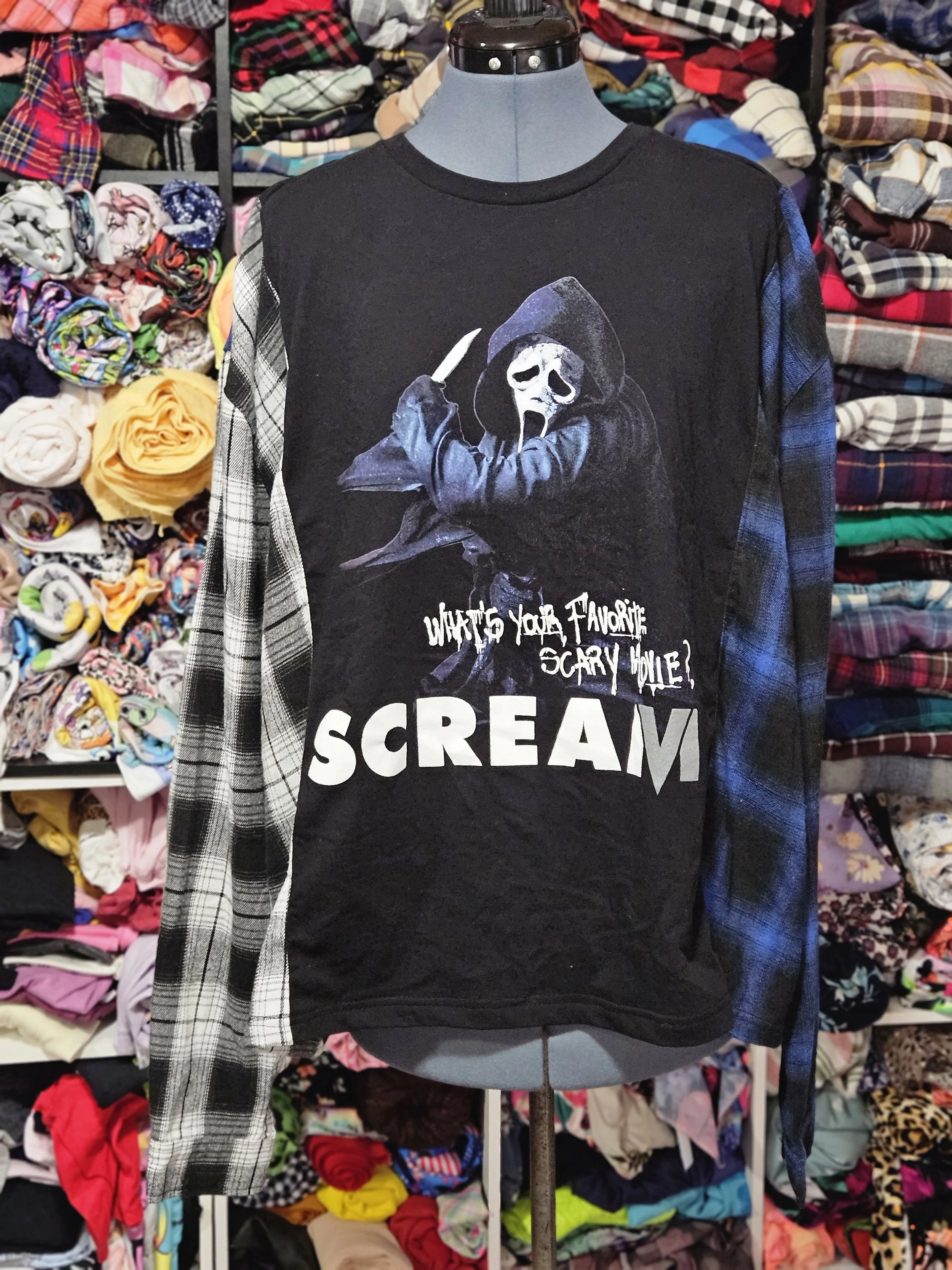 Scream Shirt /Flannel Hybrid upcycle