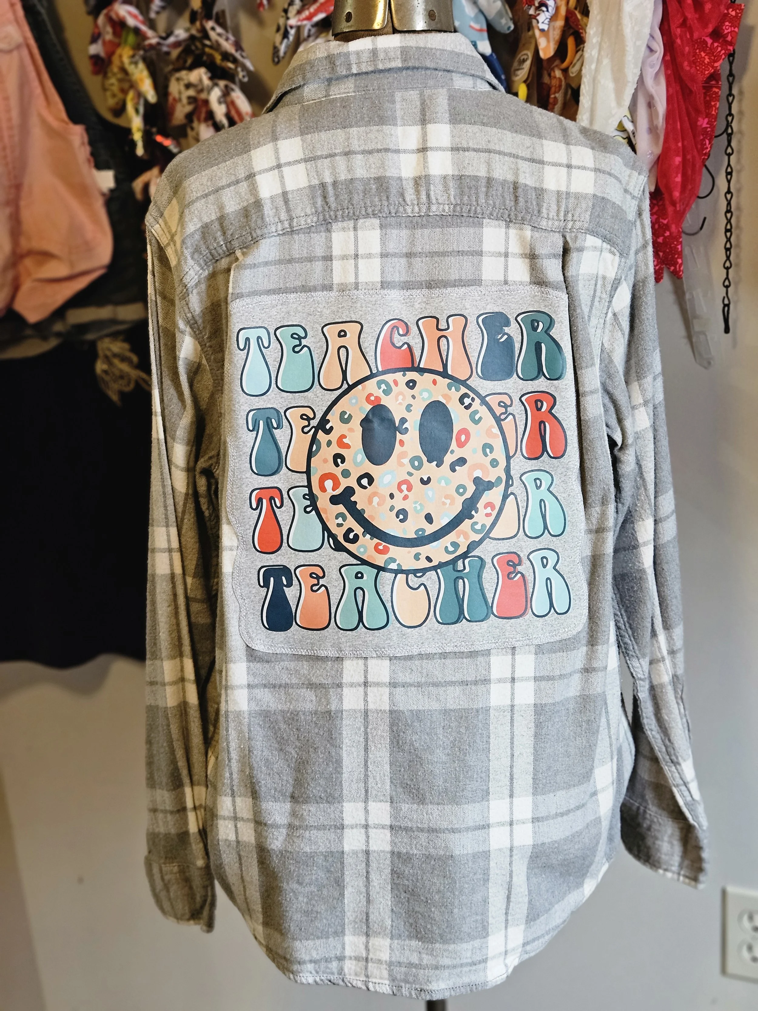 Happy Teacher Flannel Upcycle