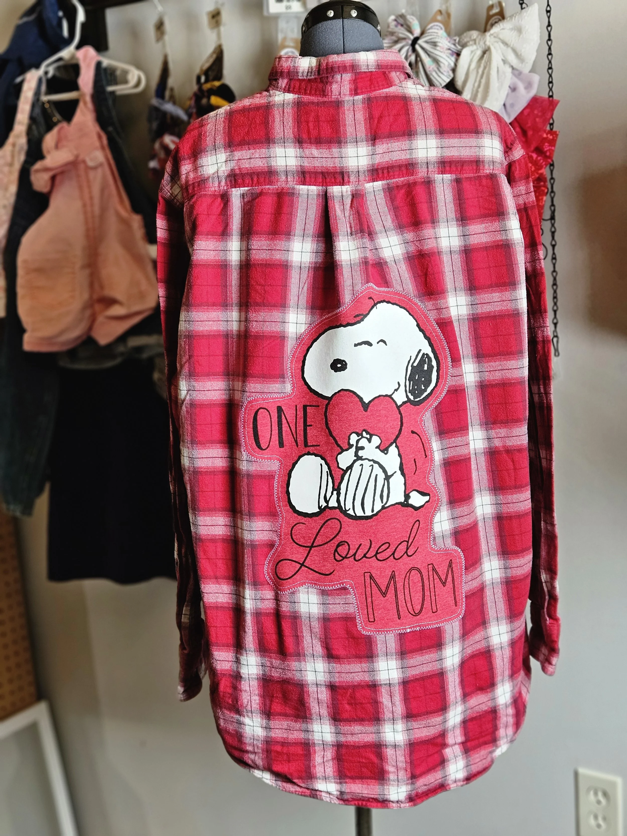 Snoopy -One Loved Mom Flannel Upcycle