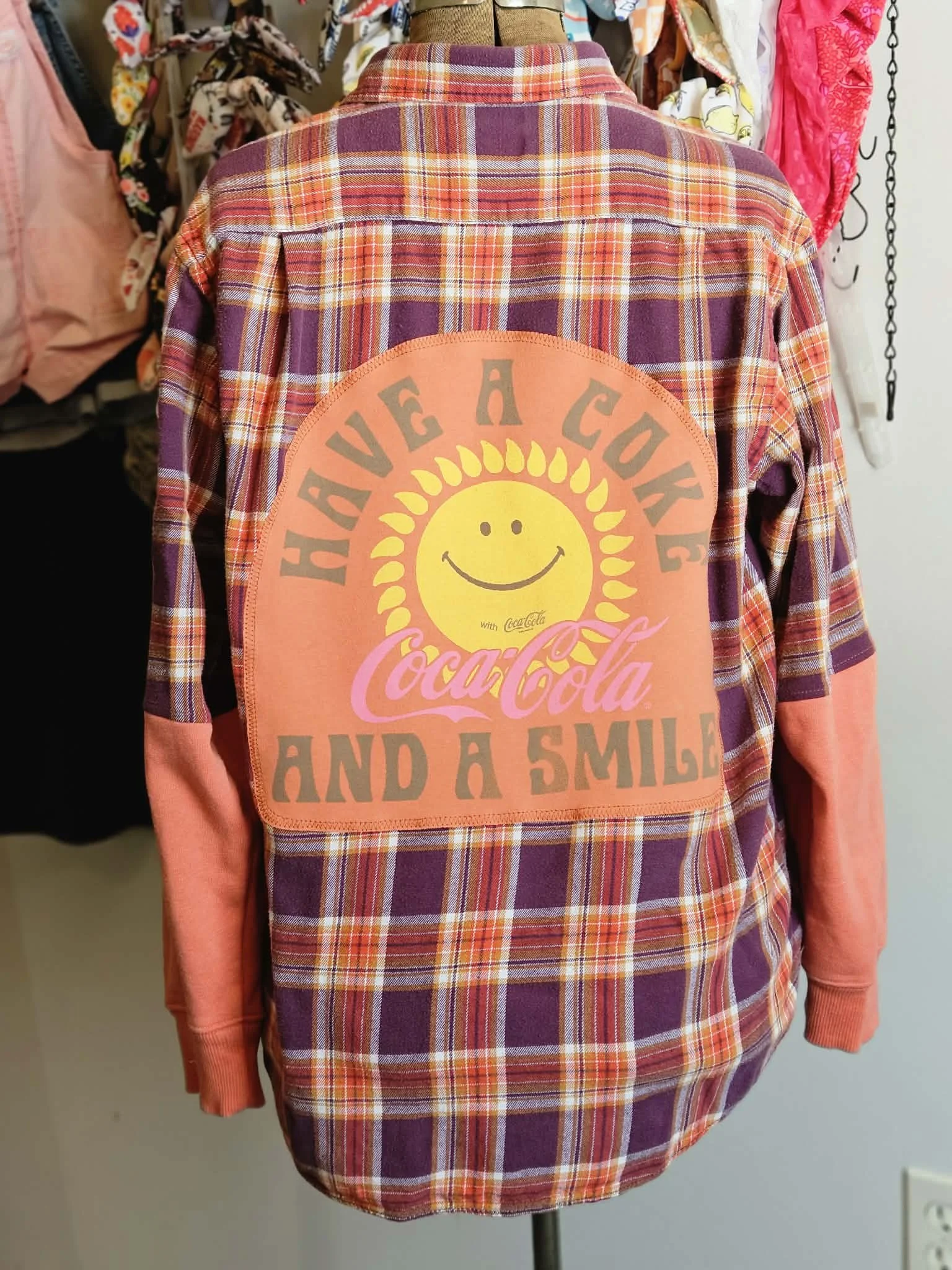 Have a COKE Flannel /Sweatshirt Upcycle