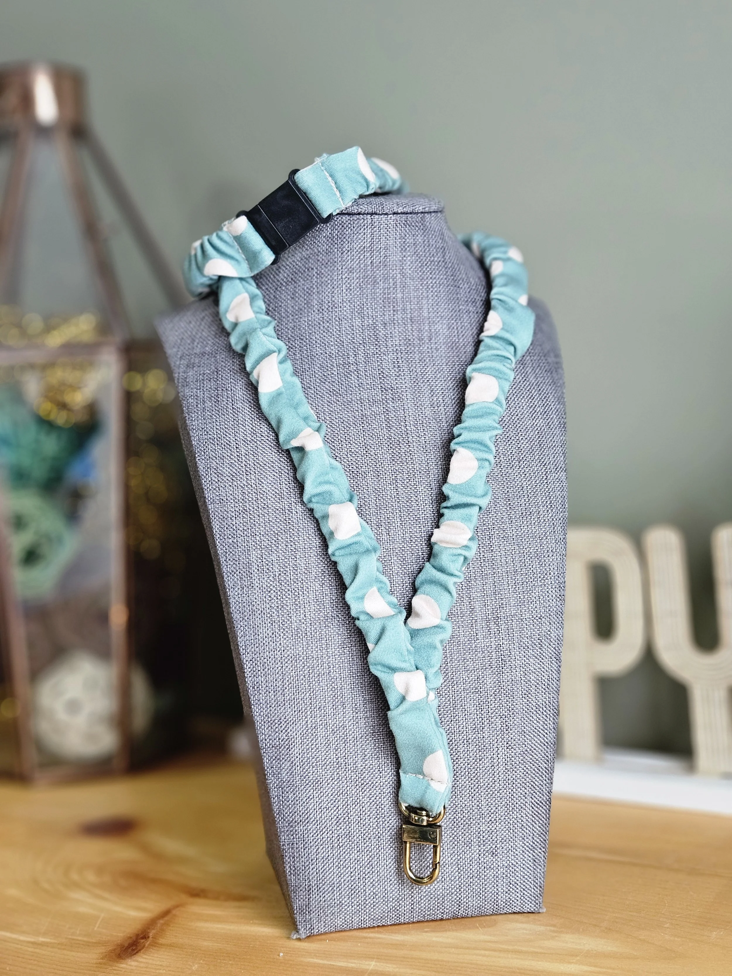 Polka Dot Soft Knit Break-away Scrunchie Lanyard