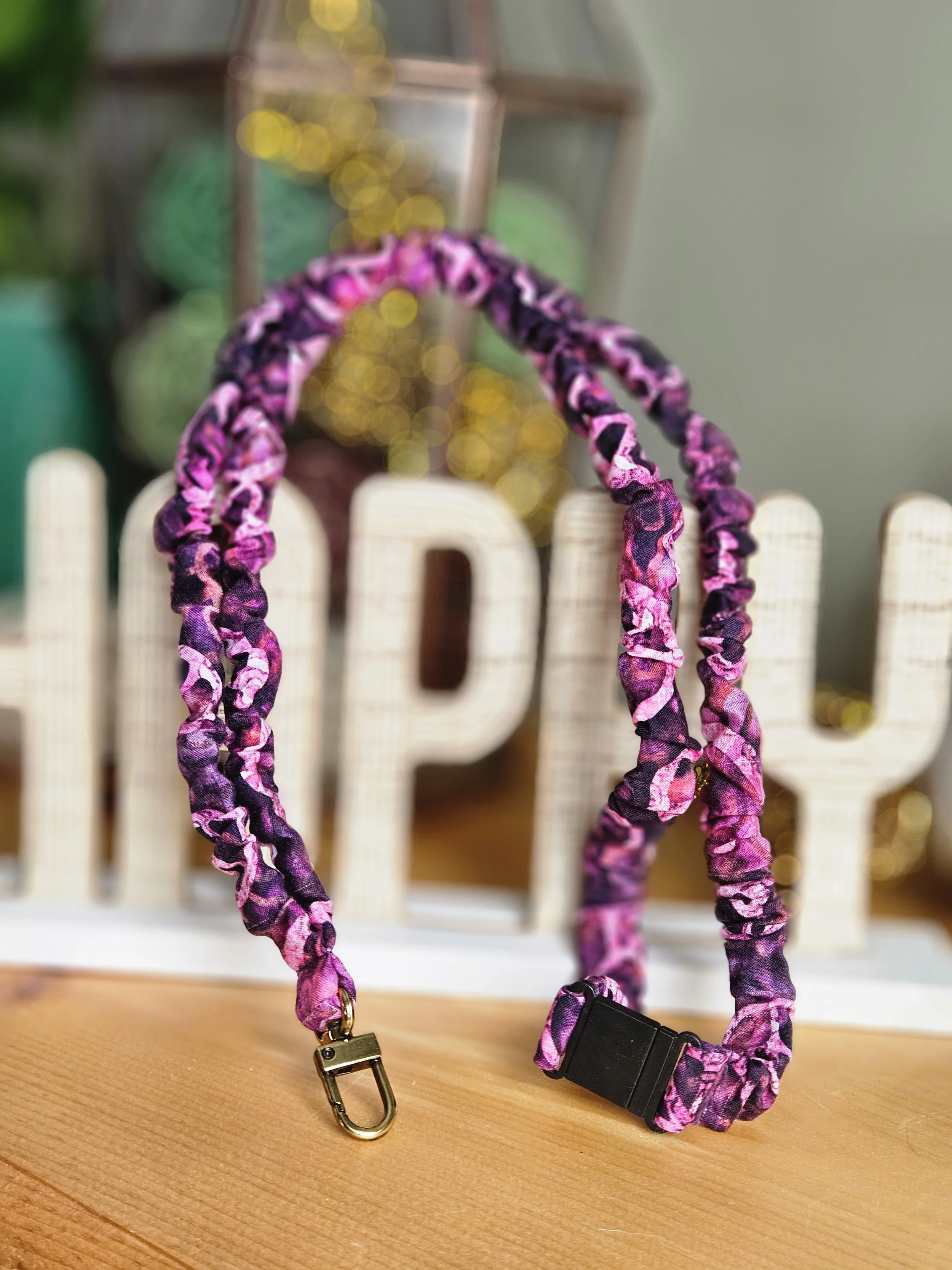Purple Batik Cotton Break-away Scrunchie Lanyard