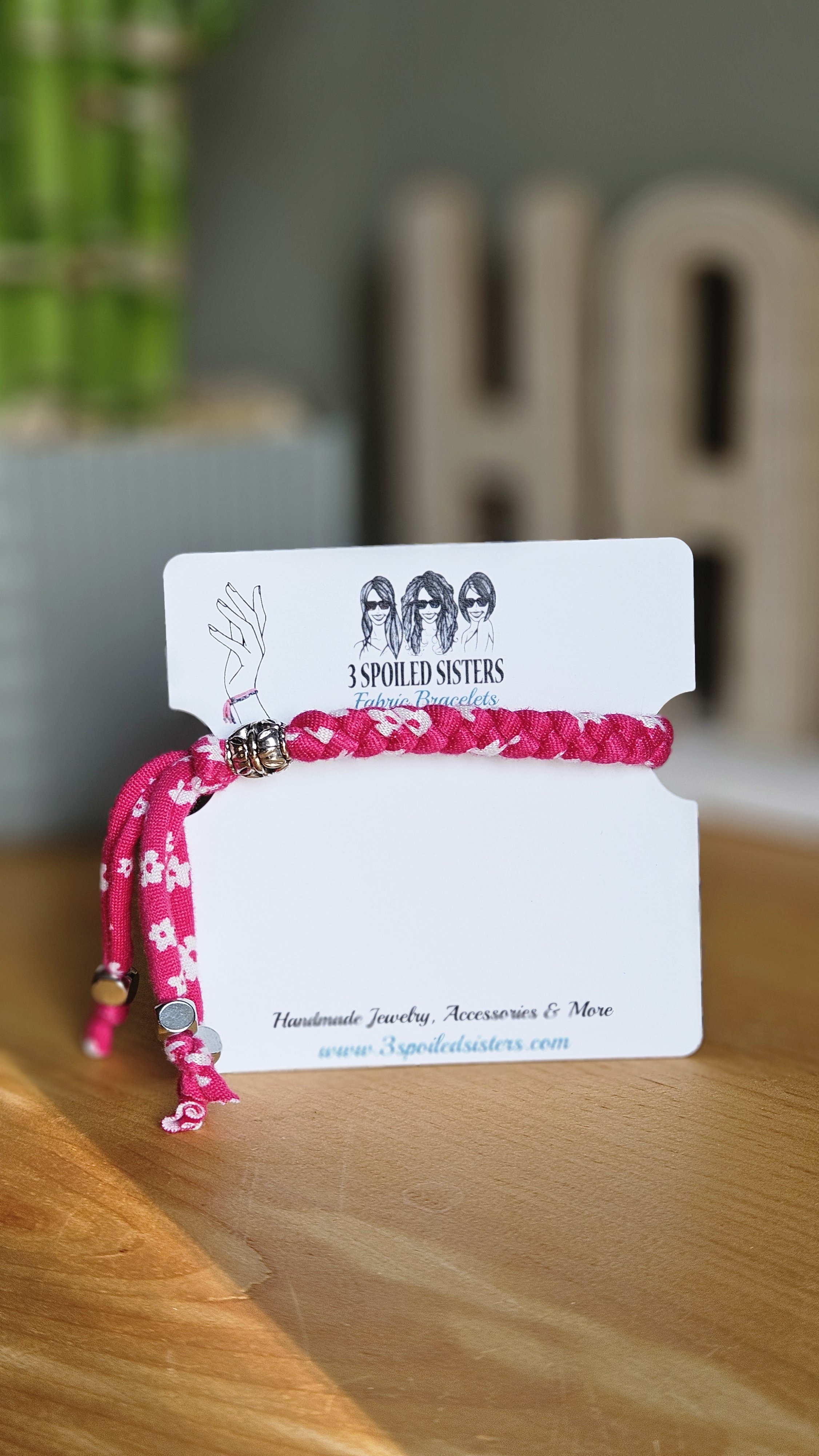 Ditsy Floral on Magenta Pink Fabric Bracelet